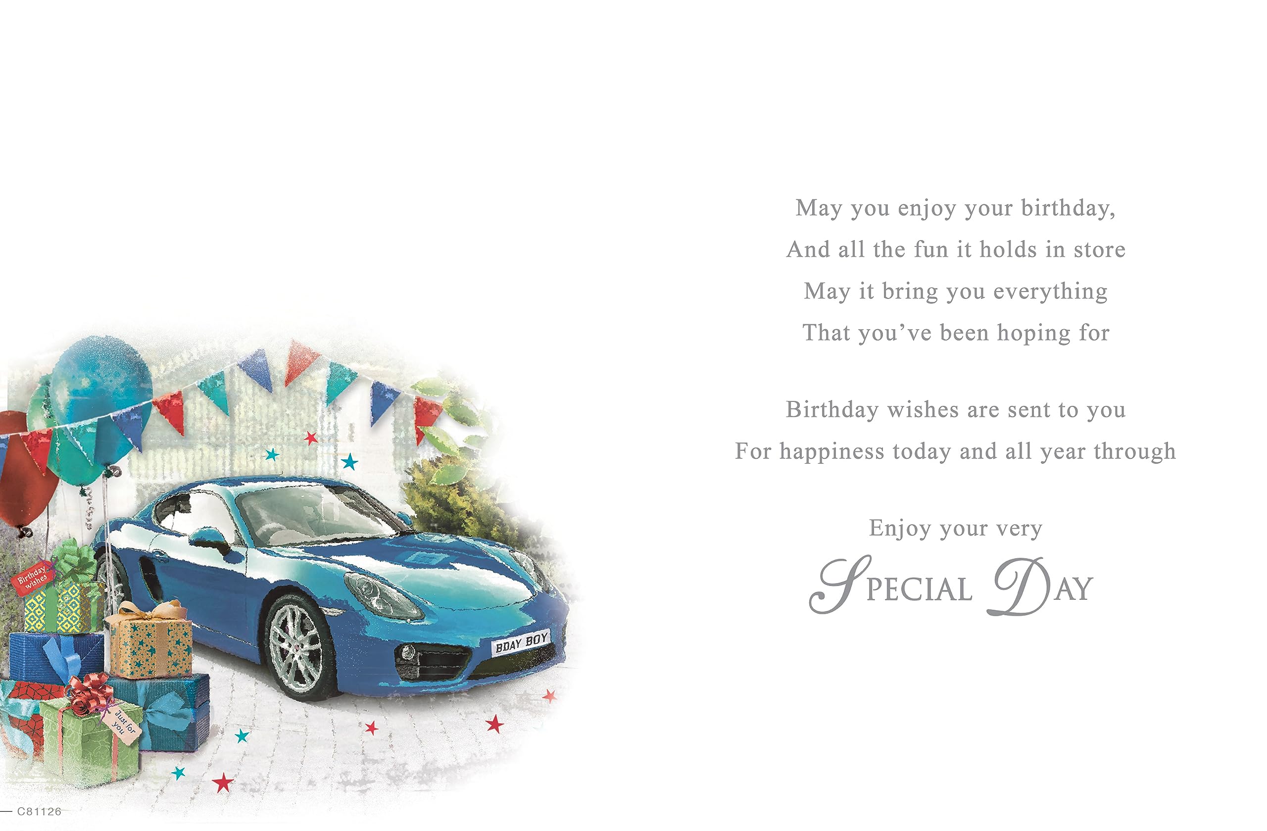 Regal Publishing Traditional Birthday Card for Son In Law | Blue Sports Car Design | 8 x 6 Inch 2