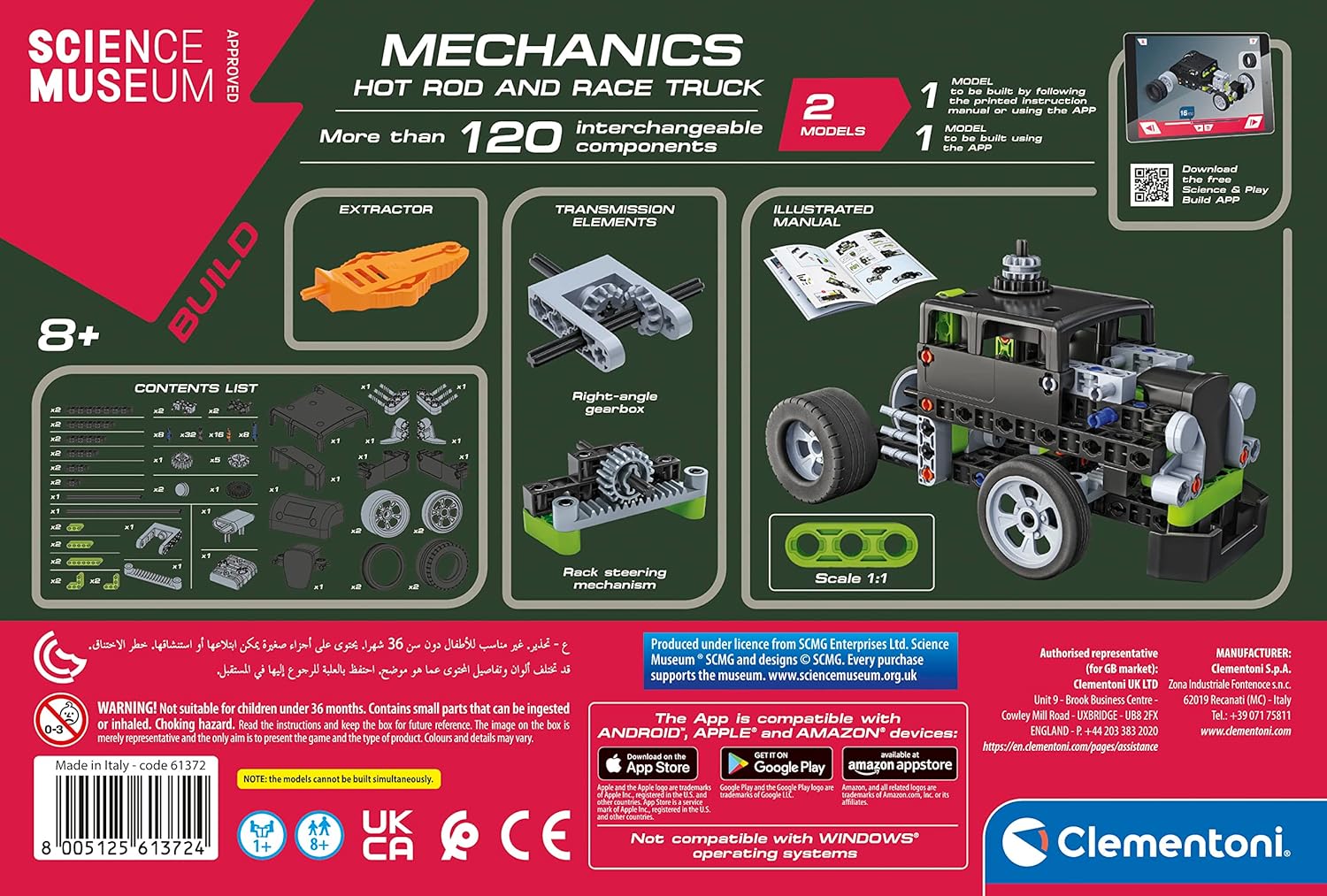 Clementoni Science Museum Mechanics - Hot Rod & Rocket Truck Building Set for Kids 8-12 5