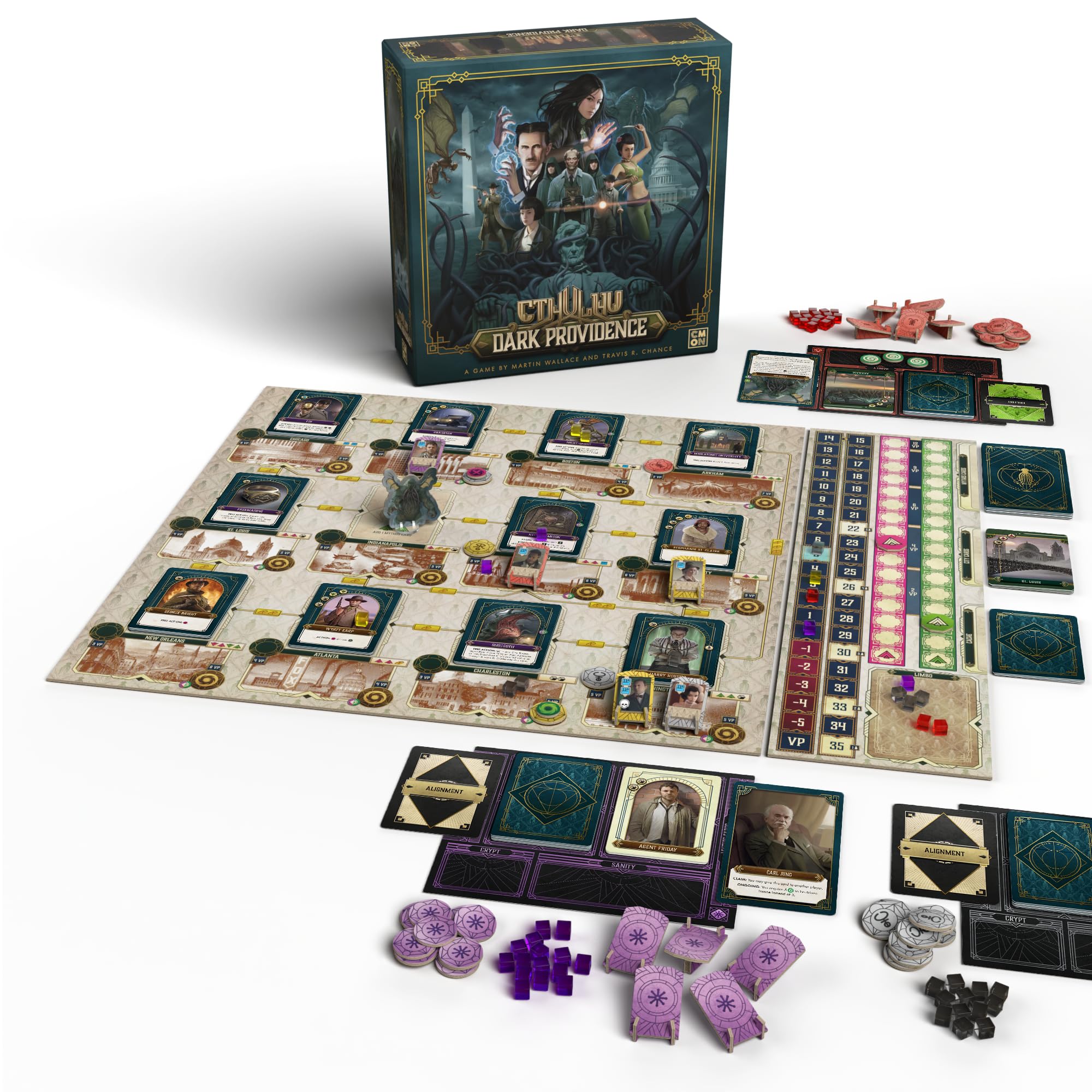 CMON Cthulhu: Dark Providence Board Game - Deckbuilding, Secret Agendas | 1-5 Players | Ages 14+