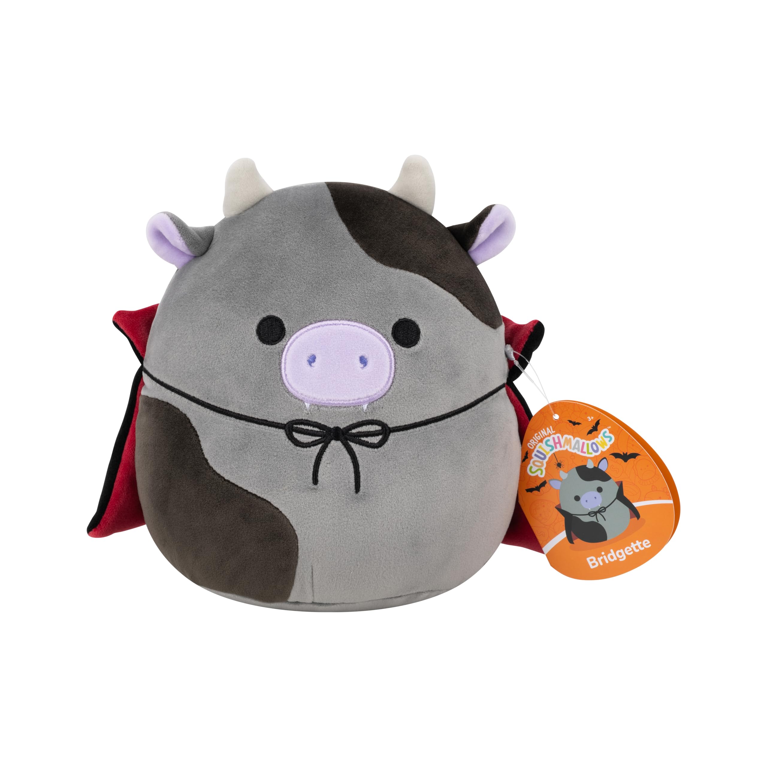 Squishmallows Bridgette the Grey and Black Cow - 7.5-Inch Halloween Plush Toy 6