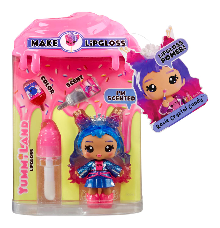 Yummiland Lip Gloss Doll - Roxie Crystal Candy - DIY Scented Lip Gloss Playset for Ages 3+