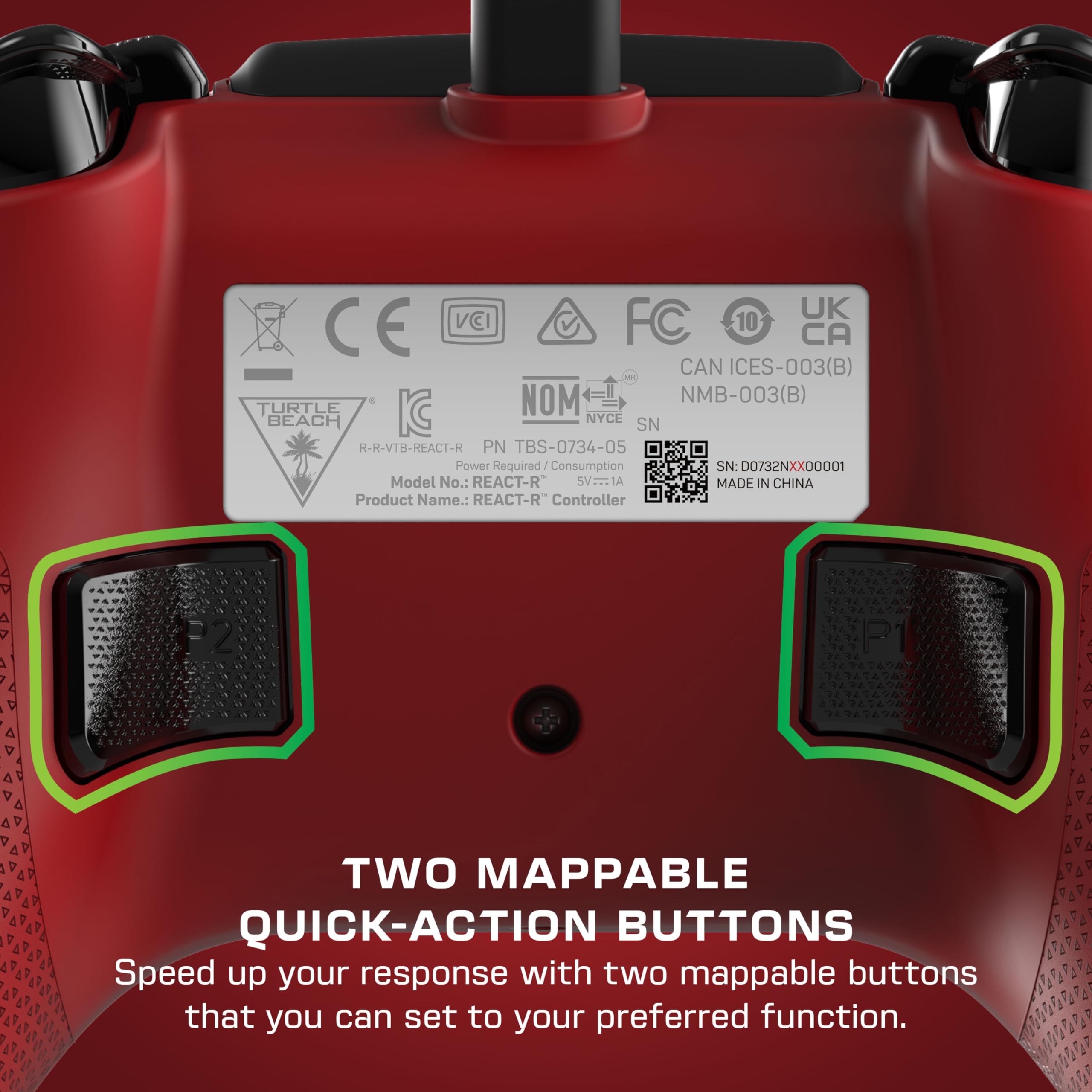 Turtle Beach REACT-R Red Kabelgebundener Gaming-Controller für Xbox Series X|S, Xbox One und PC – Offiziell lizenziert 6