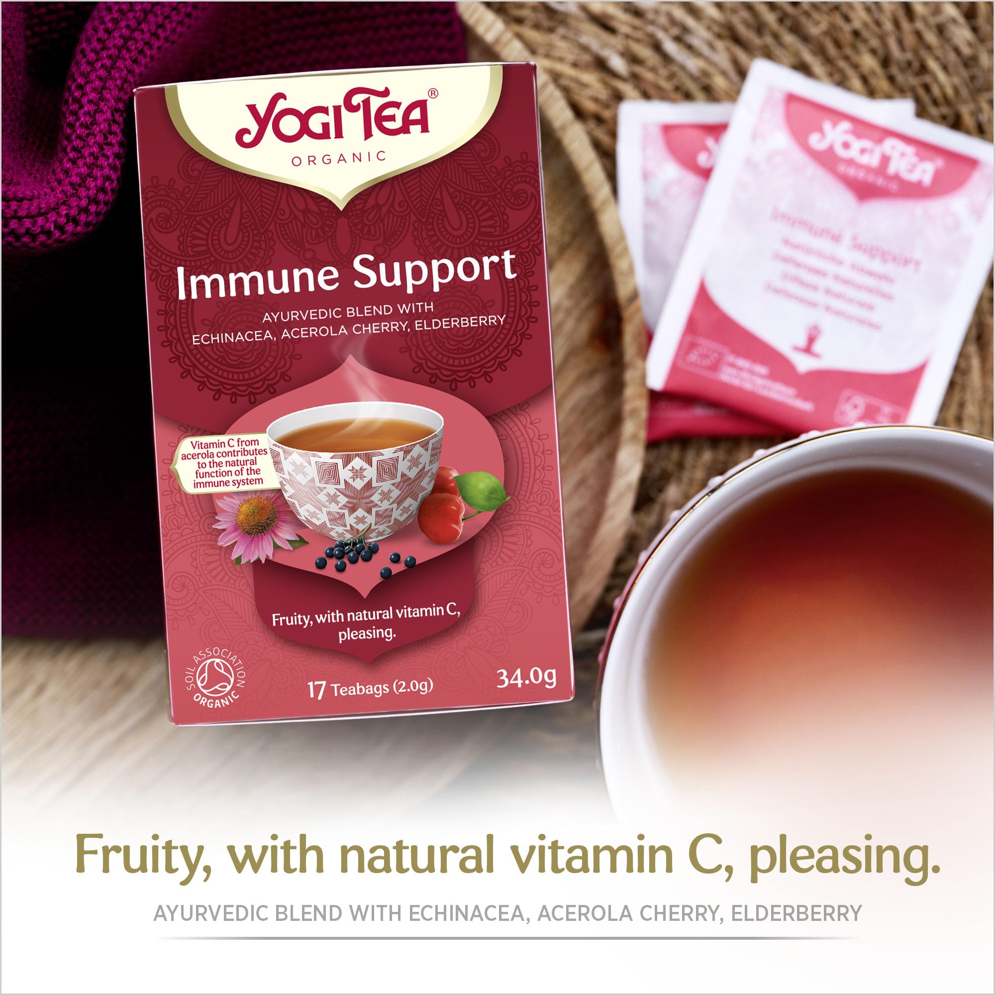 YOGI TEA - Immune Support Organic Herbal Tea with Vitamin C, Echinacea, Acerola Cherry & Elderberry, 6 x 17 Tea Bags (102 Total) 4