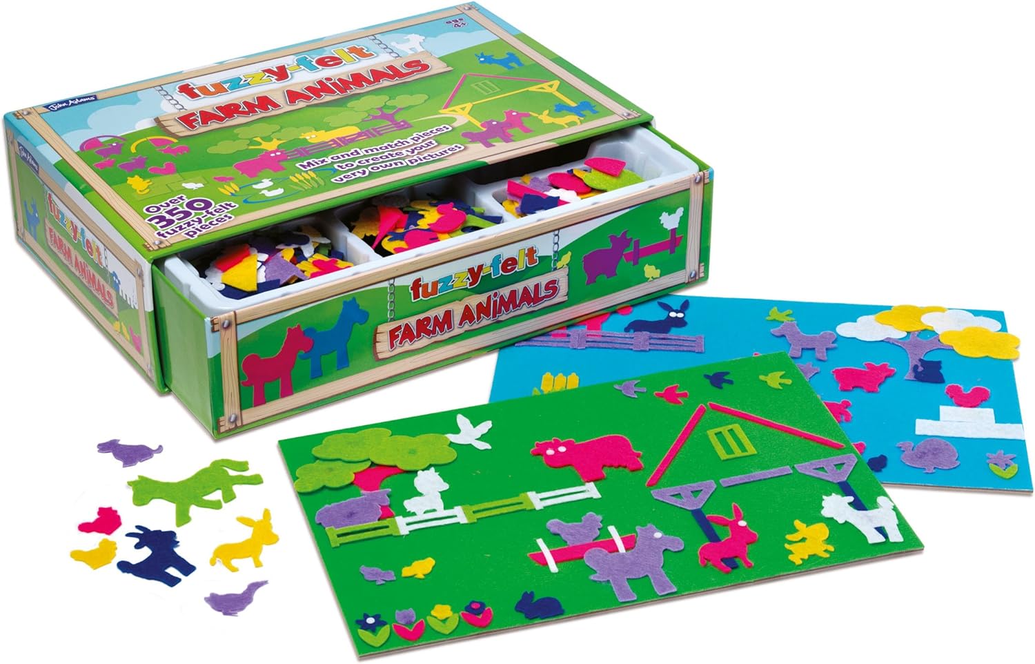 John Adams Fuzzy-Felt Farm Animals - 4+ Years, Over 350 Felt Shapes with 2 Boards