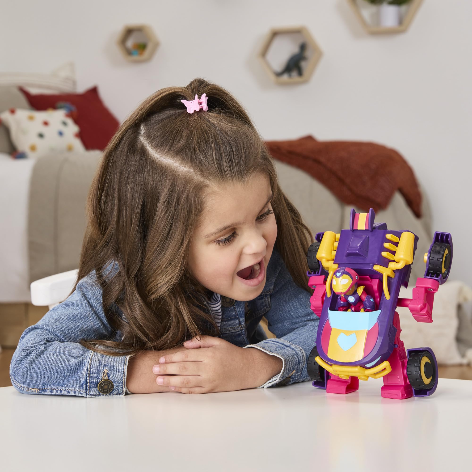 Marvel Ironheart 2-in-1 Mech Suit & Vehicle Toy - Converts from Car to Mech for Ages 3+ 5