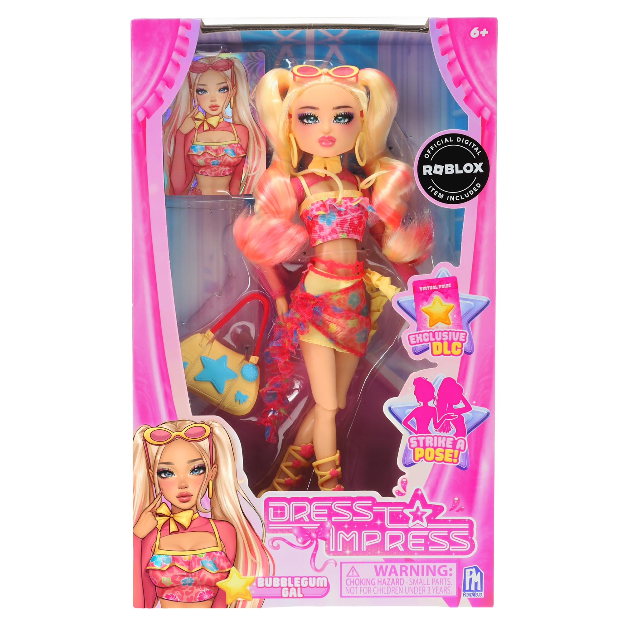 PhatMojo Dress To Impress Bubblegum Gal Fashion Doll - 11.5 Inch Fully Articulated | Includes DLC Code