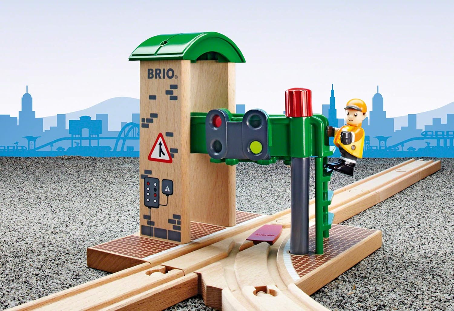 BRIO World Train Signal Station - Wooden Railway Accessory with Play Figure for Kids 10