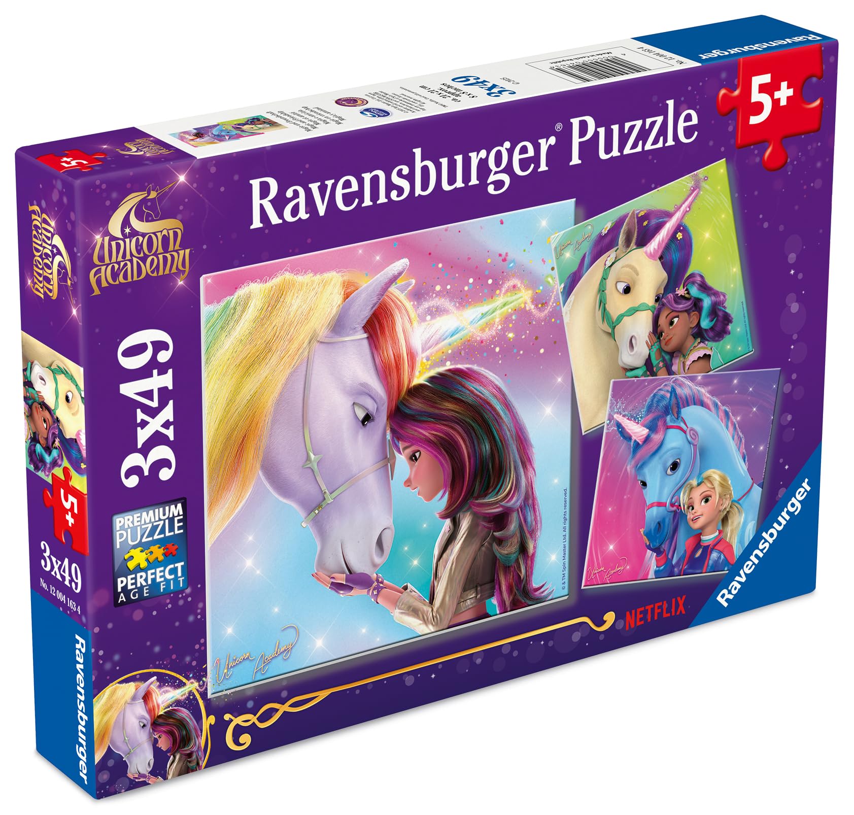 Ravensburger Unicorn Academy 3x 49-Piece Jigsaw Puzzles for Kids Age 5+ 6