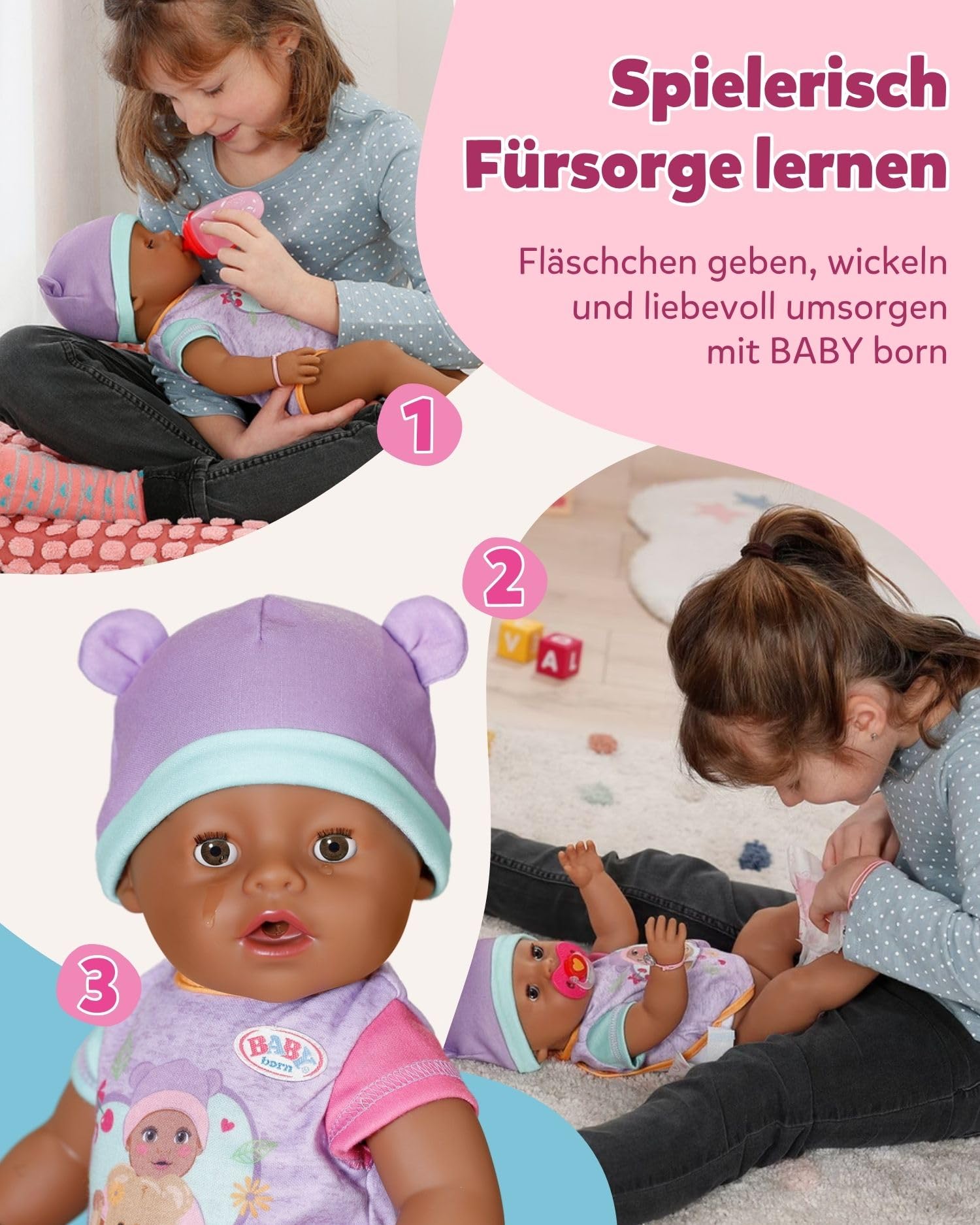 BABY born Eva Baby Doll with 10 Functions & Accessories - 43cm Interactive Doll for Kids 8