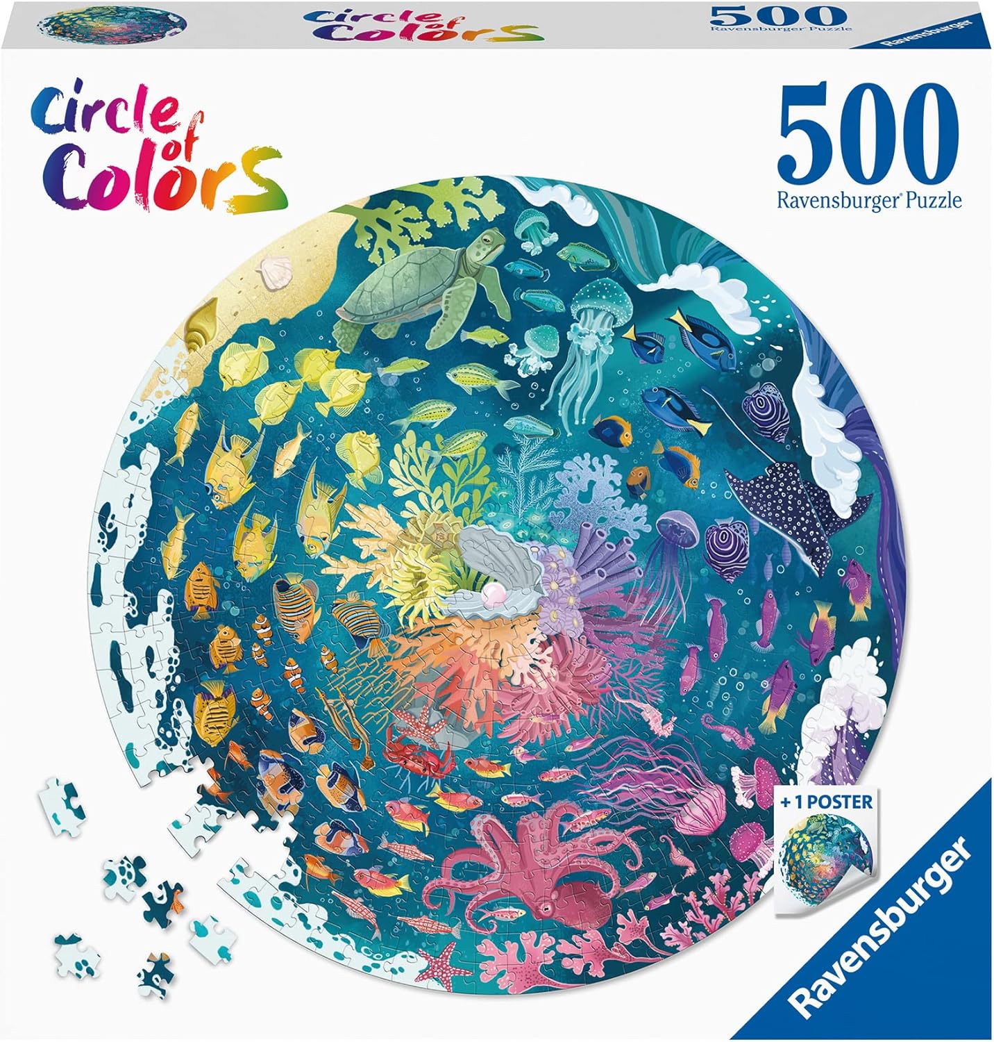 Ravensburger Circle of Colours - Oceans 500 Piece Circular Jigsaw Puzzle