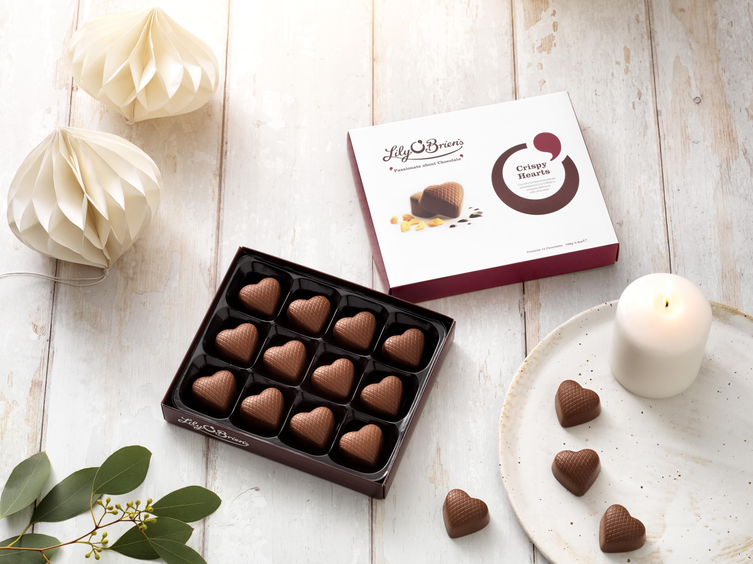Lily O'Brien's Honeycomb Crispy Hearts 137g - Smooth Milk Chocolate with Crispy Centre