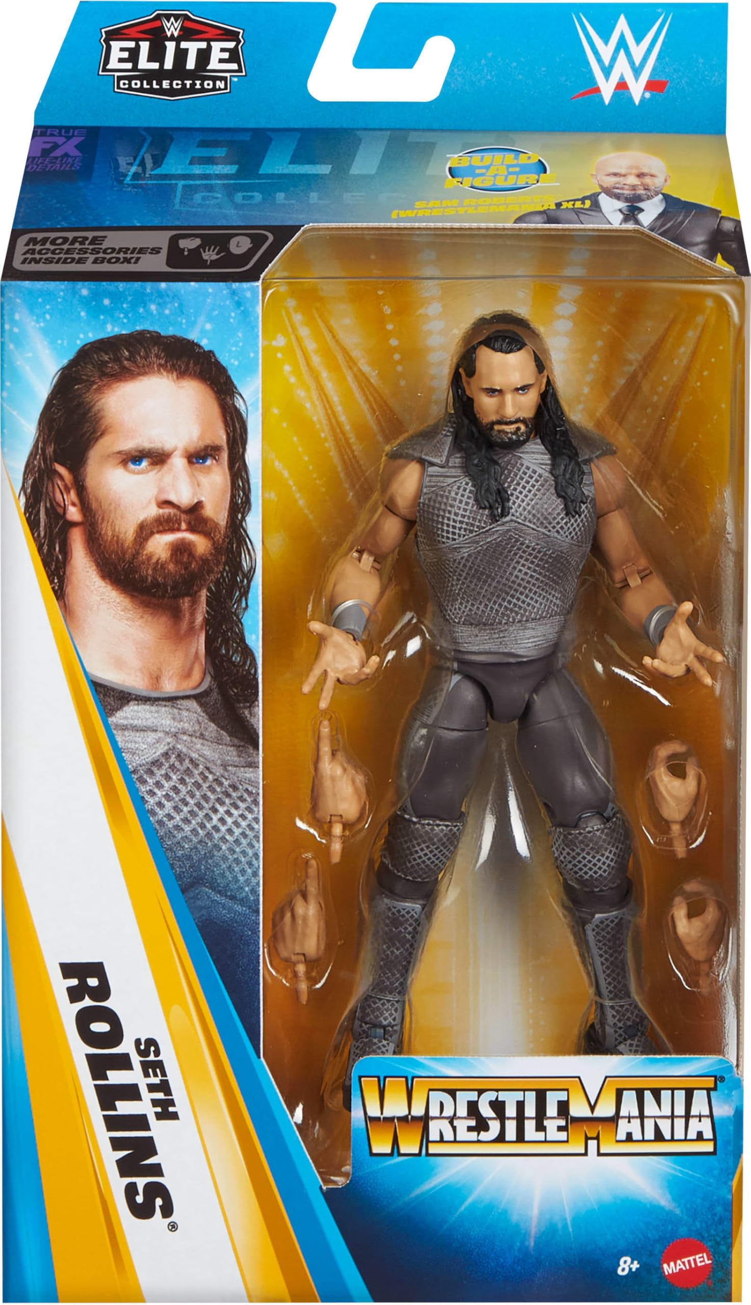 Mattel WWE Seth Rollins Action Figure - Elite Collection, Deluxe Articulation, Build-A-Figure Part