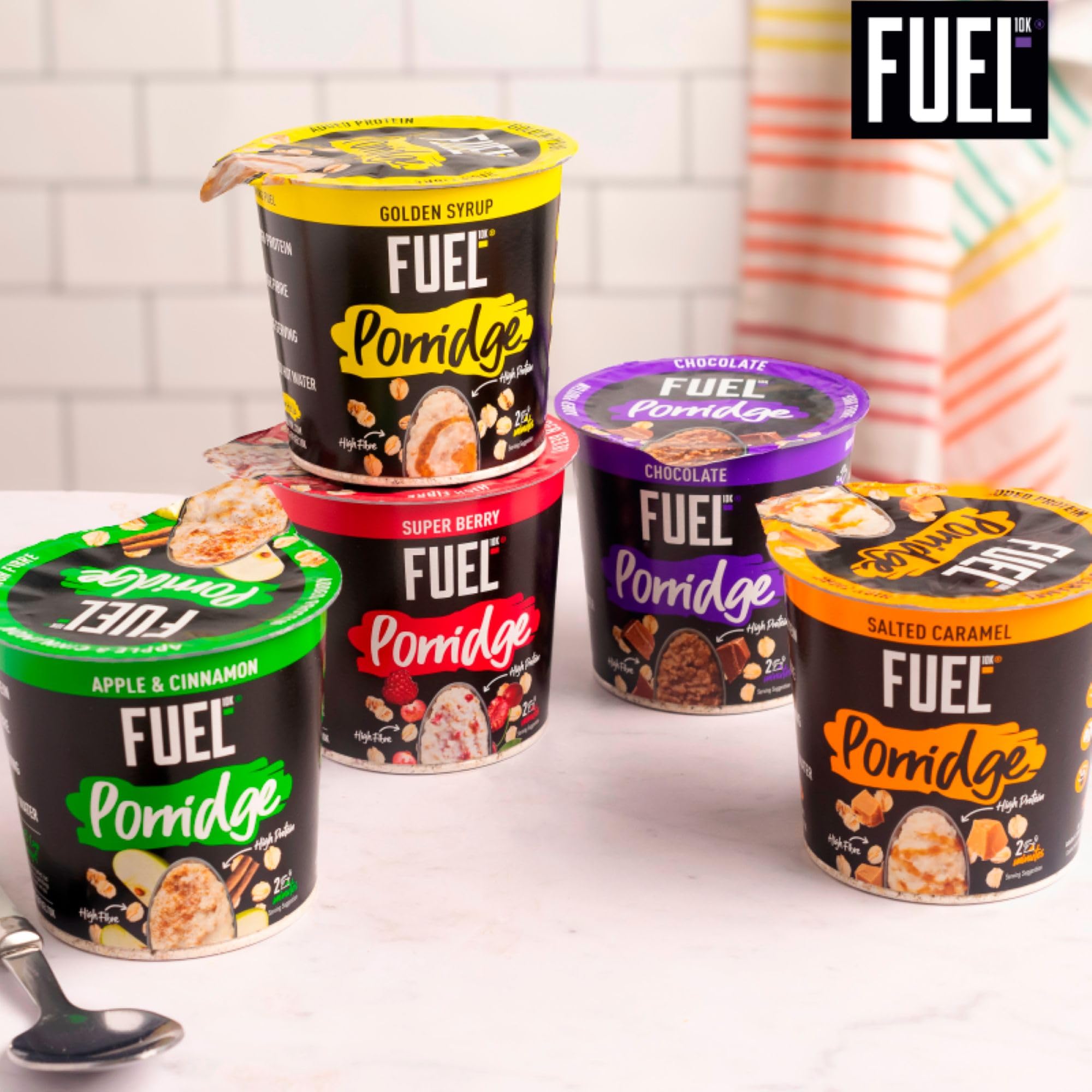 FUEL10K High Protein Salted Caramel Porridge Oat Cereal Pot, 70g (Pack of 8) 7