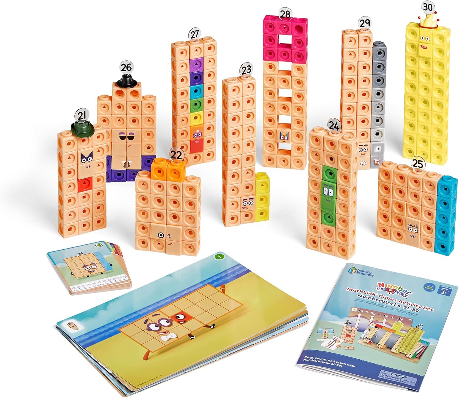 Learning Resources MathLink Cubes Numberblocks 21–30 Activity Set - Educational Building Toy for Ages 3-7 6