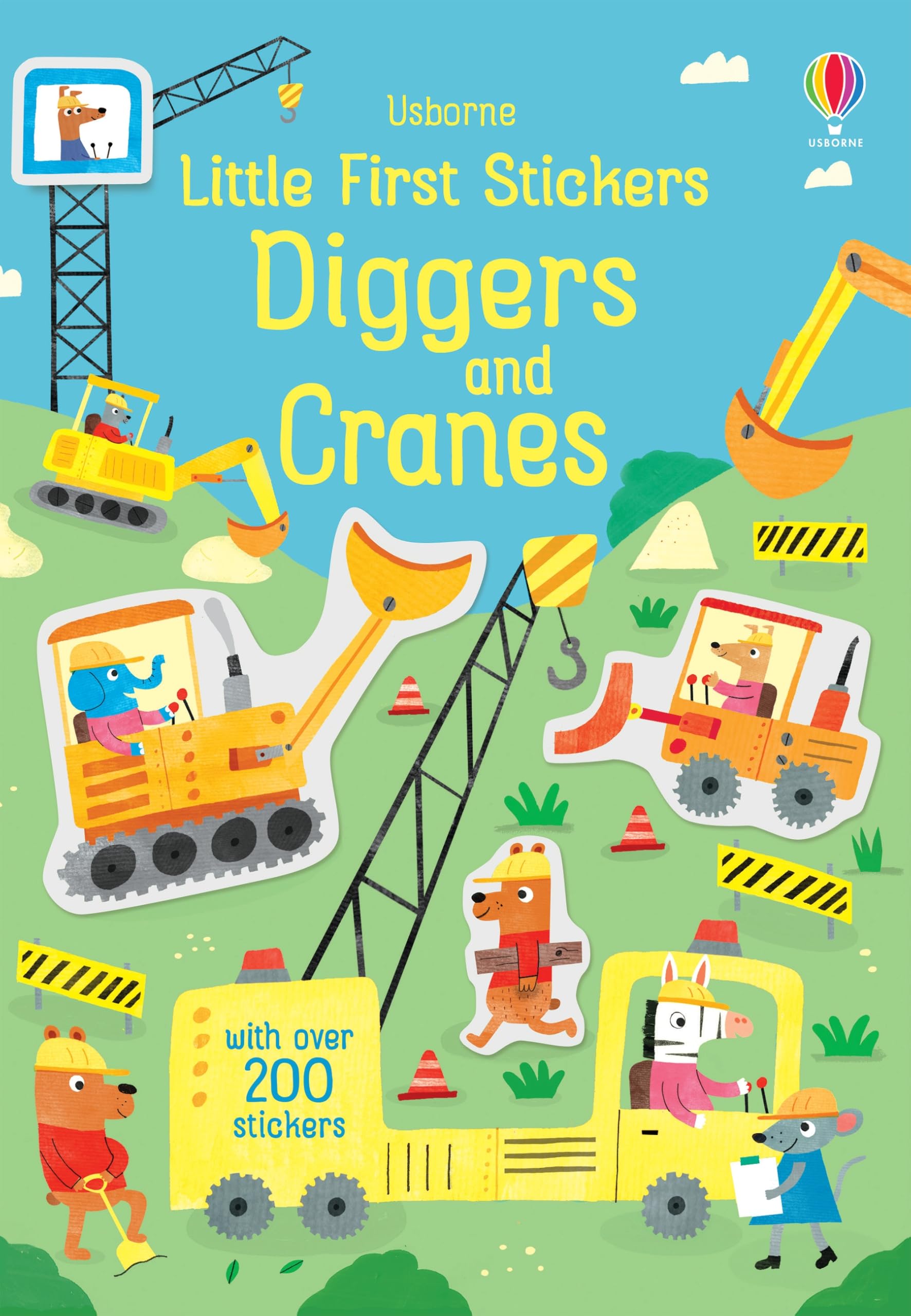 Usborne Little First Stickers Diggers and Cranes - Activity Book for Ages 3-6 | 24 Pages | English
