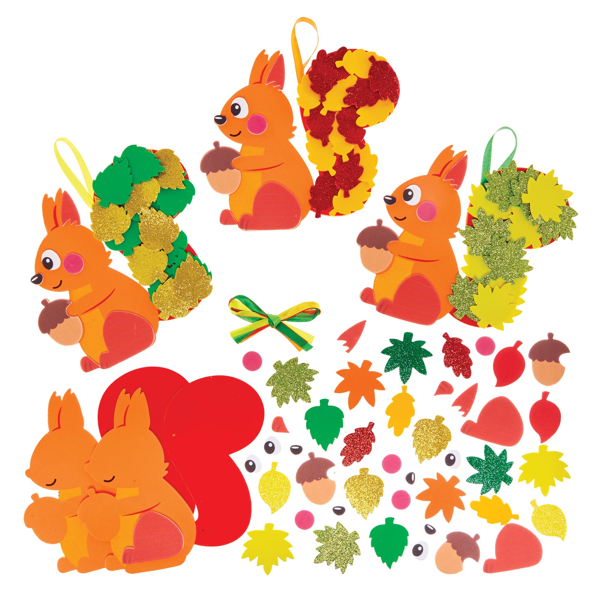 Baker Ross Leafy Squirrel Mix and Match Decoration Craft Kit - Pack of 5