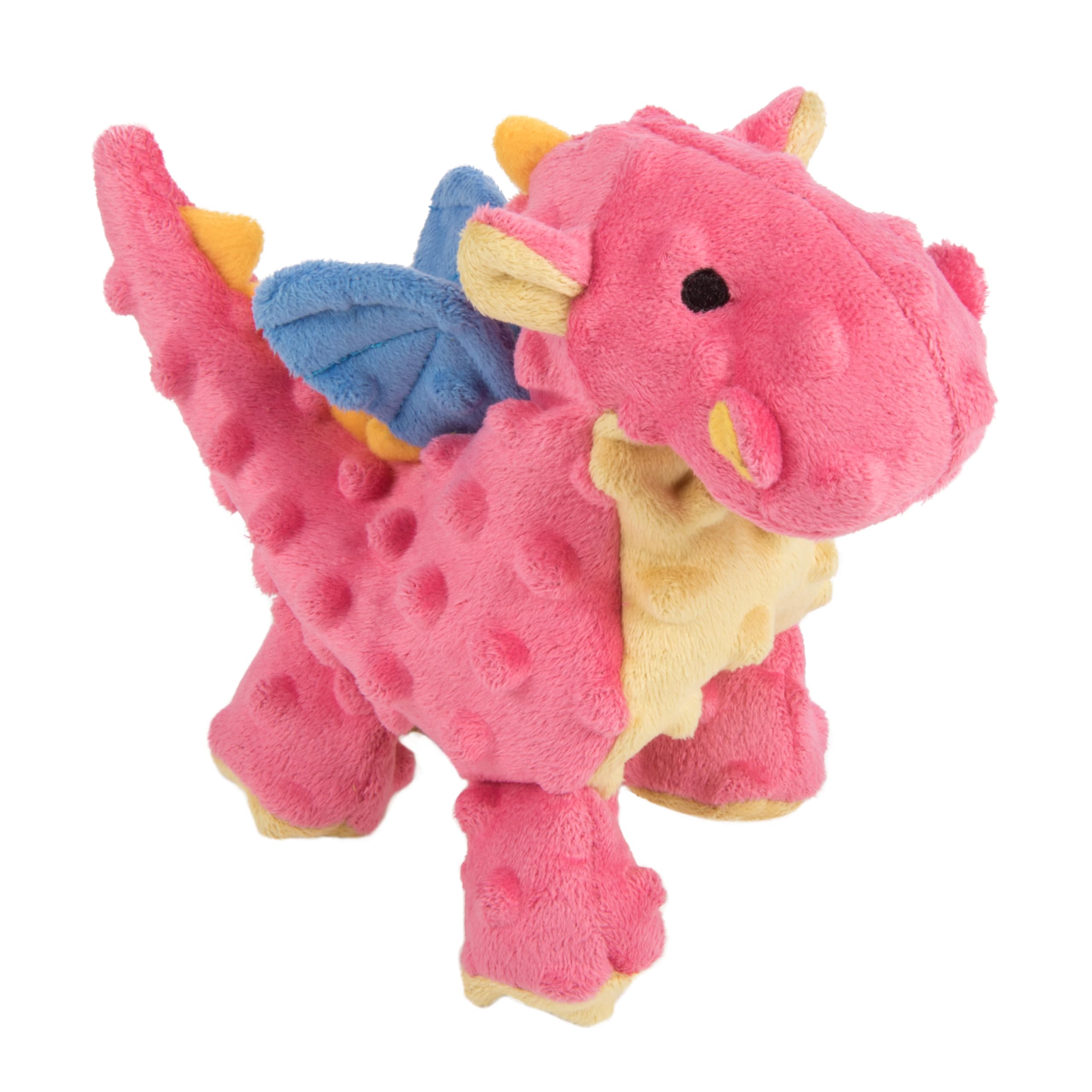 goDog Dragon With Chew Guard Technology Tough Plush Dog Toy - Coral, Small | Squeaker