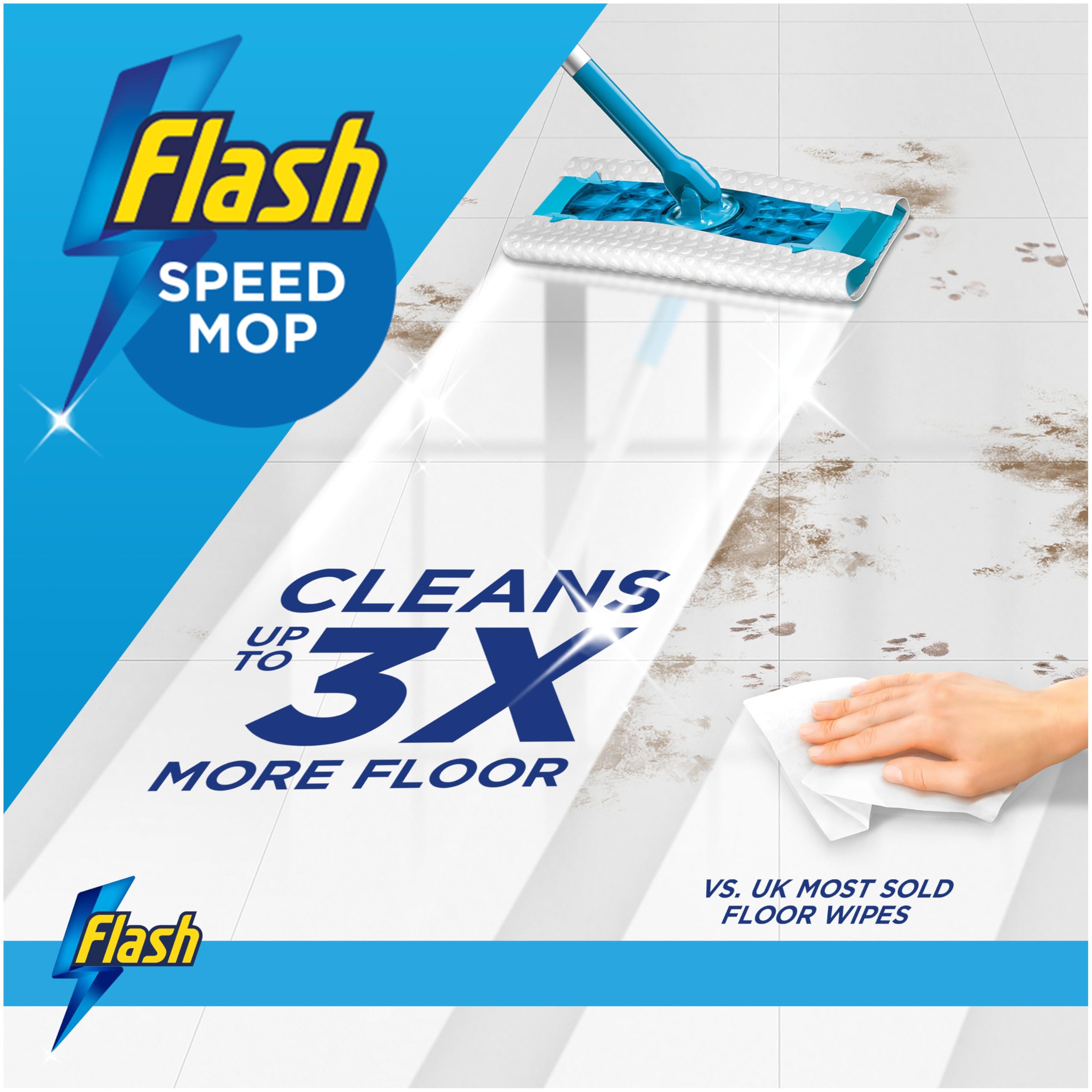 FLASH Speedmop Floor Cleaner Starter Kit with 20 Wet Refills | Dirt-Lifting Fibres | Lemon Scent 2