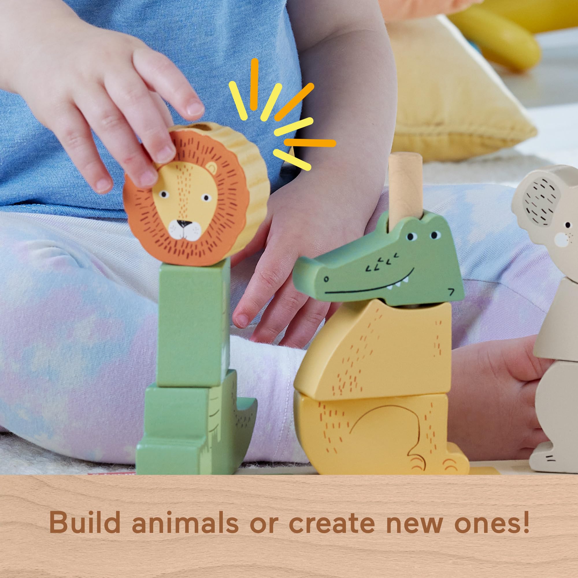 Fisher-Price Wooden Stack & Sort Animals - Educational Stacking Toy for Toddlers 1+ 6