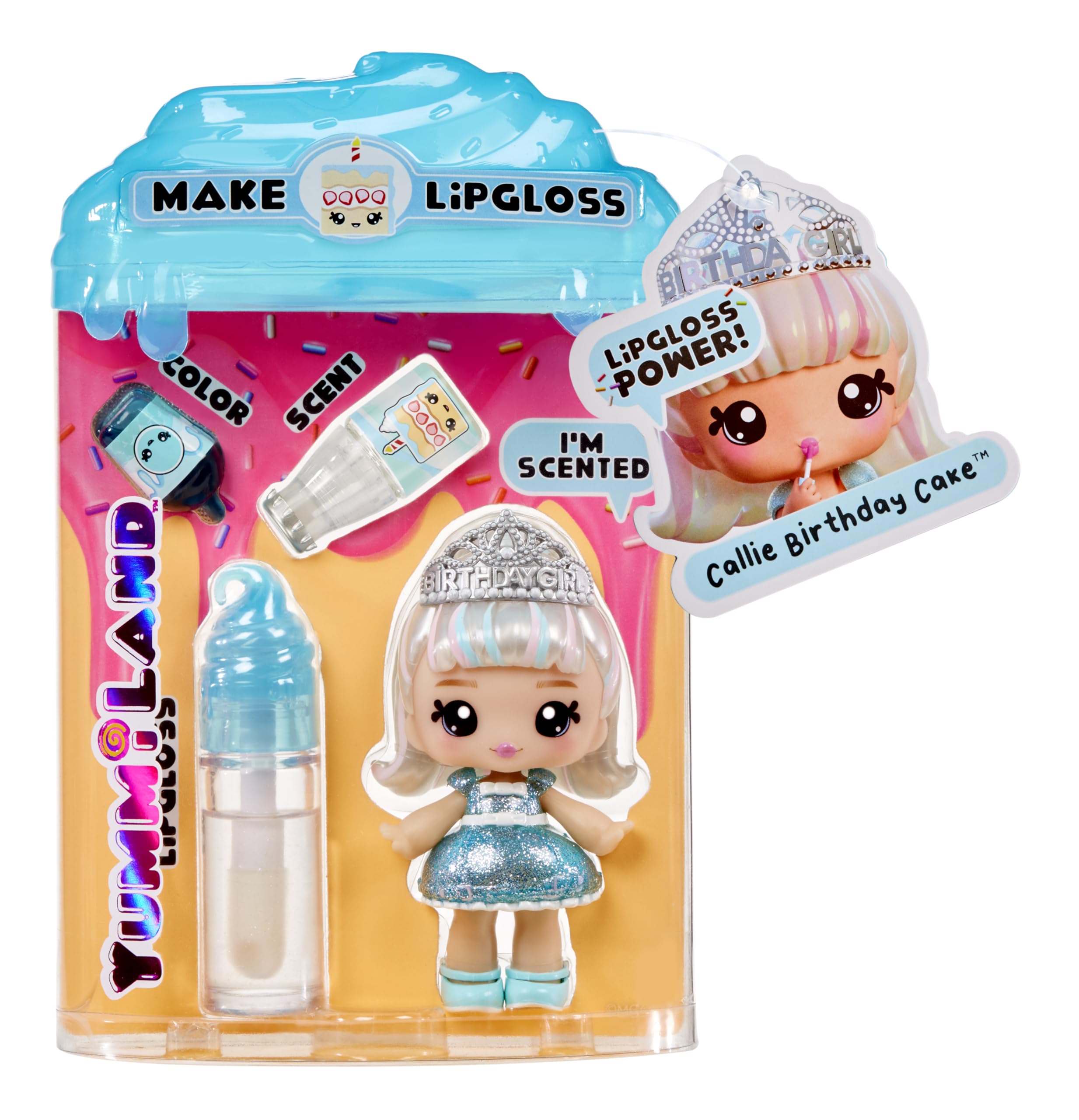 Yummiland Callie Birthday Cake - Scented DIY Lipgloss Doll with Customizable Fashion & Accessories 5
