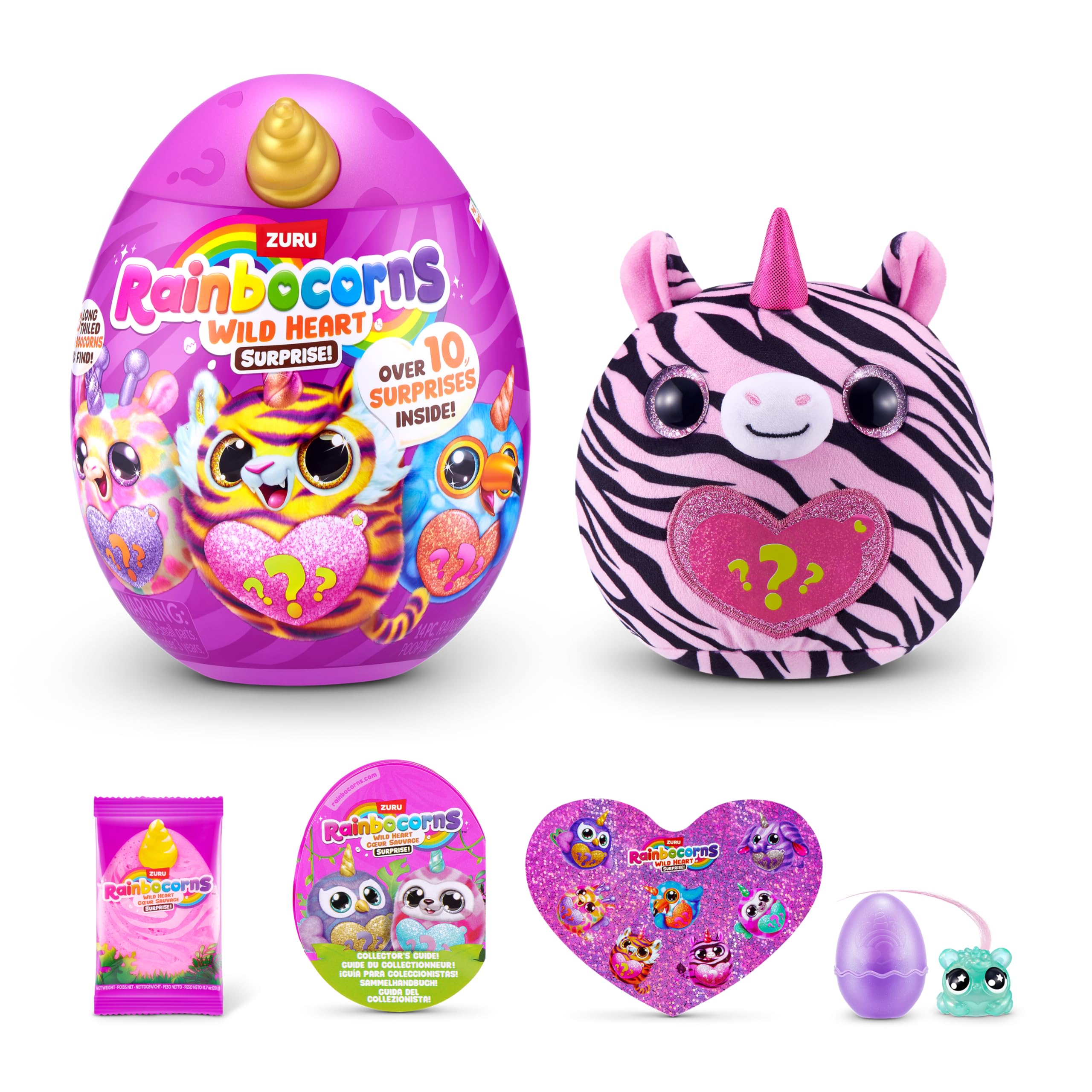 Rainbocorns Wild Heart Surprise Zebra Plush Toy - Over 10 Surprises | Collectible Toy for Girls