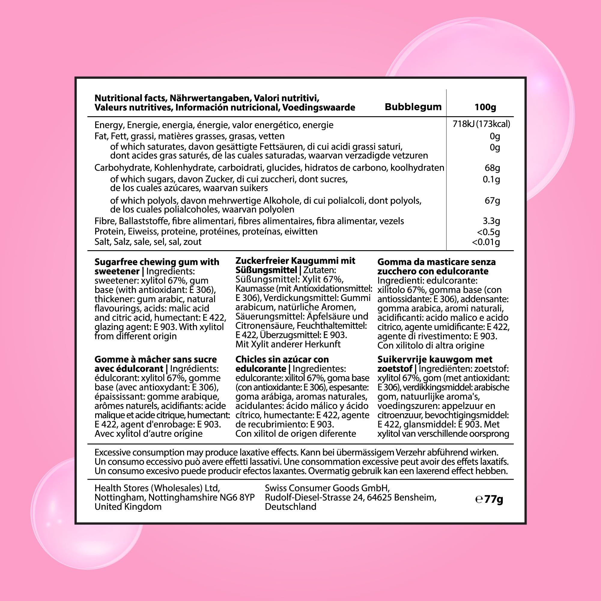 PUR Gum - Natural Bubblegum Flavoured Sugar-Free Chewing Gum (55 Pieces, Pack of 3) 4