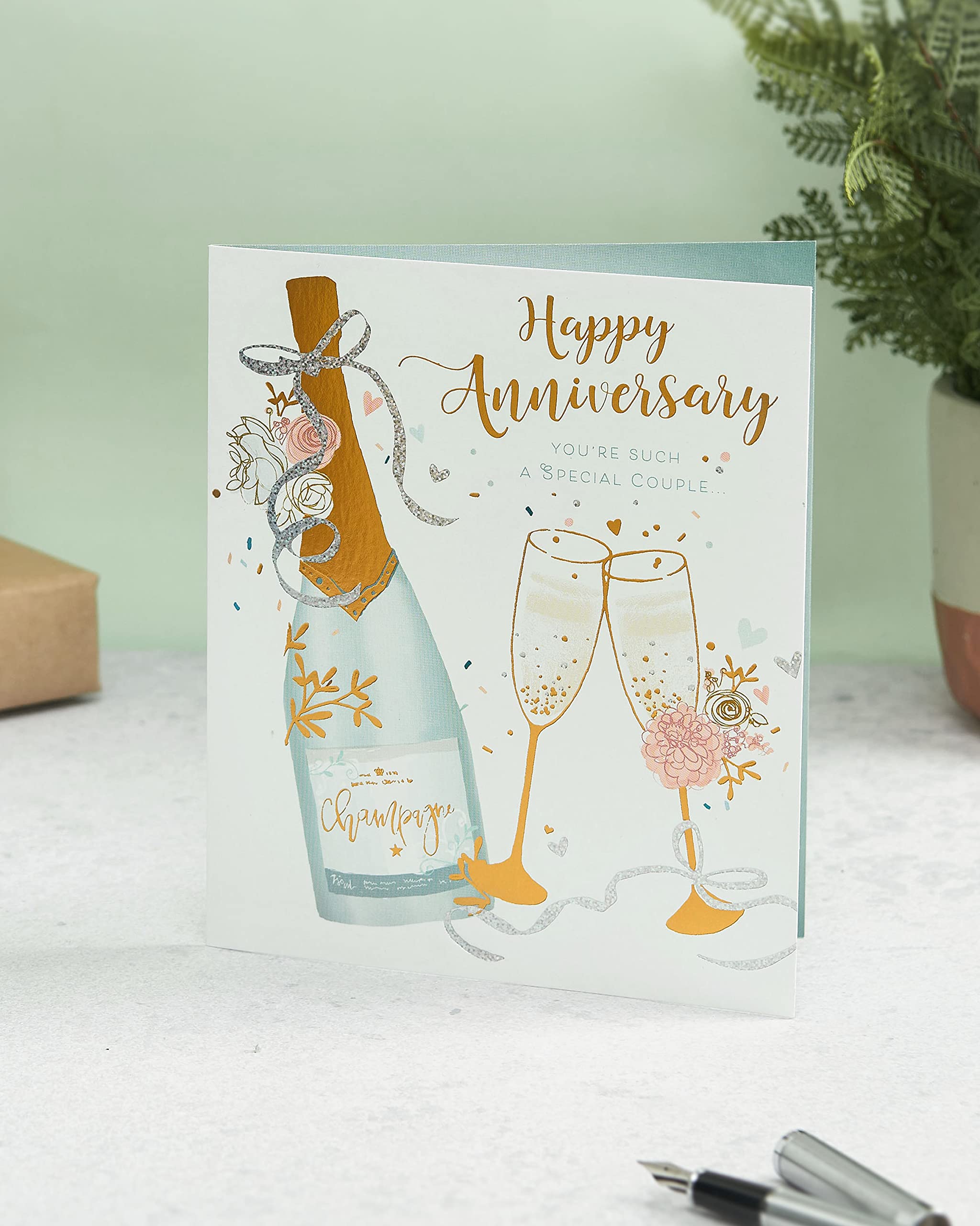 UK Greetings Anniversary Card for Him/Her/Friend - Champagne & Flutes Design | 165 x 190 mm 3