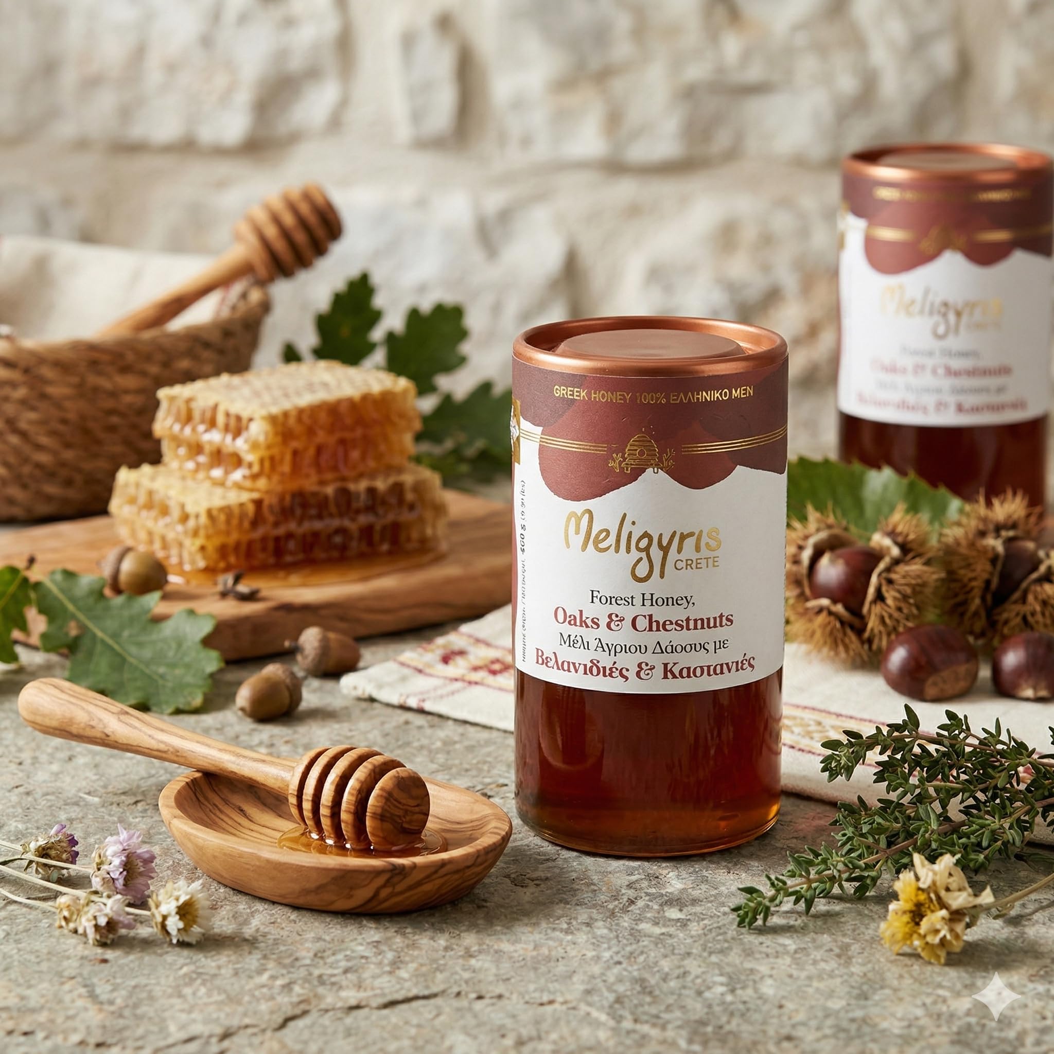 Meligyris Oak & Chestnut Forest Honey - Raw, Unfiltered, 450g