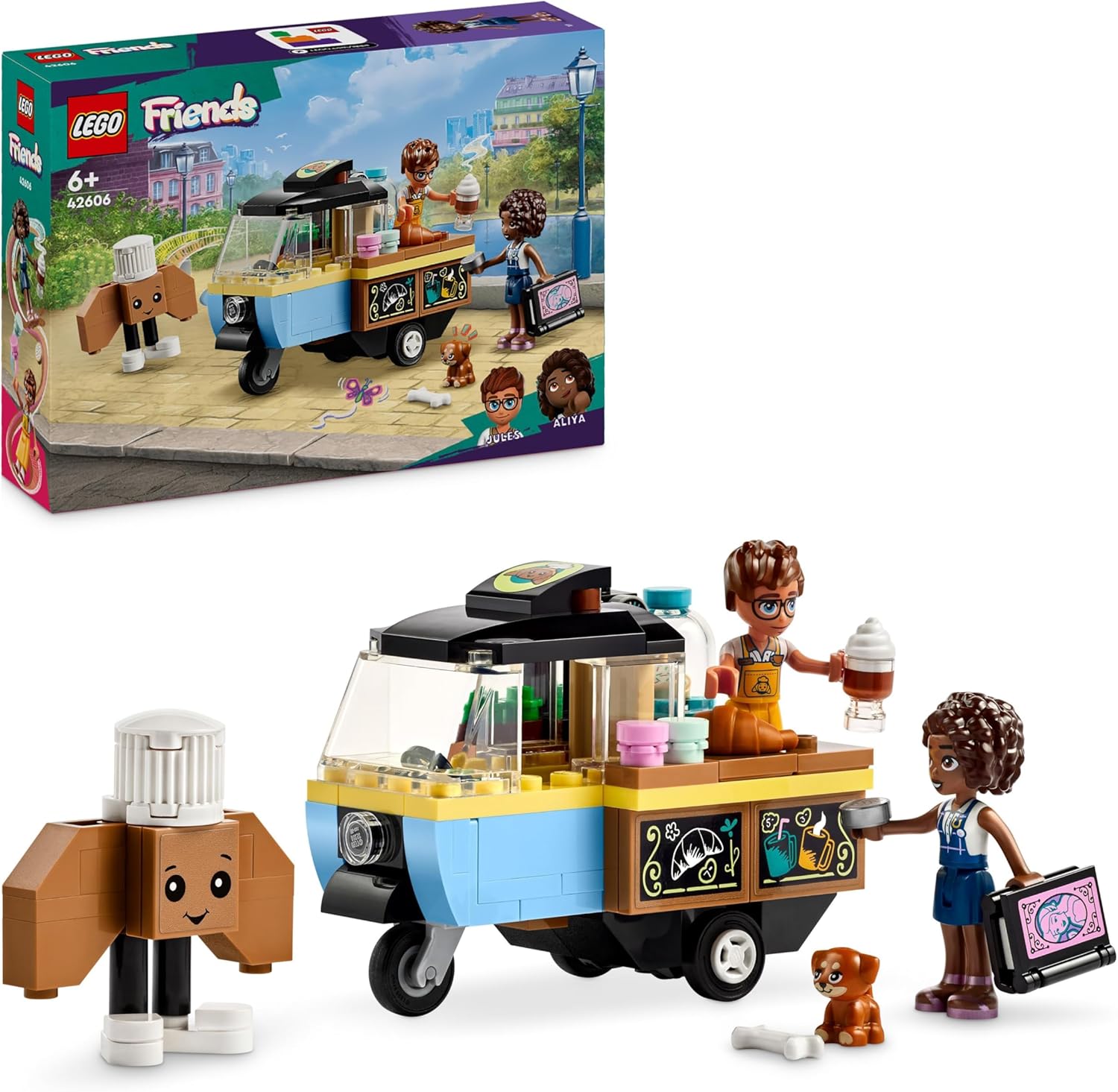 LEGO Friends Mobile Bakery Food Cart - Building Set with 2 Mini-Dolls & Dog Figure for Kids 6+