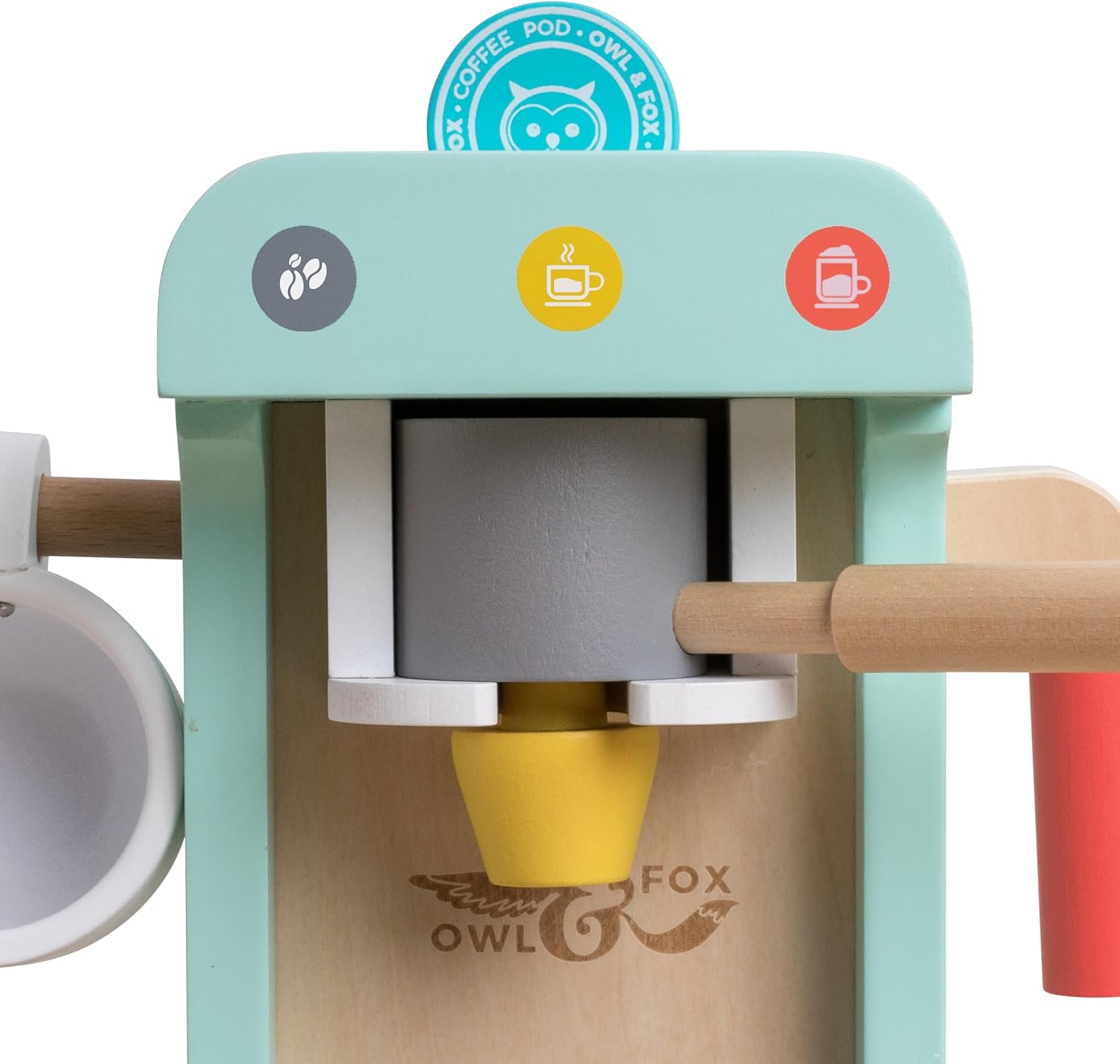 Owl & Fox Wooden Coffee Machine Playset - Imaginative Role Play for Kids 3+ 3