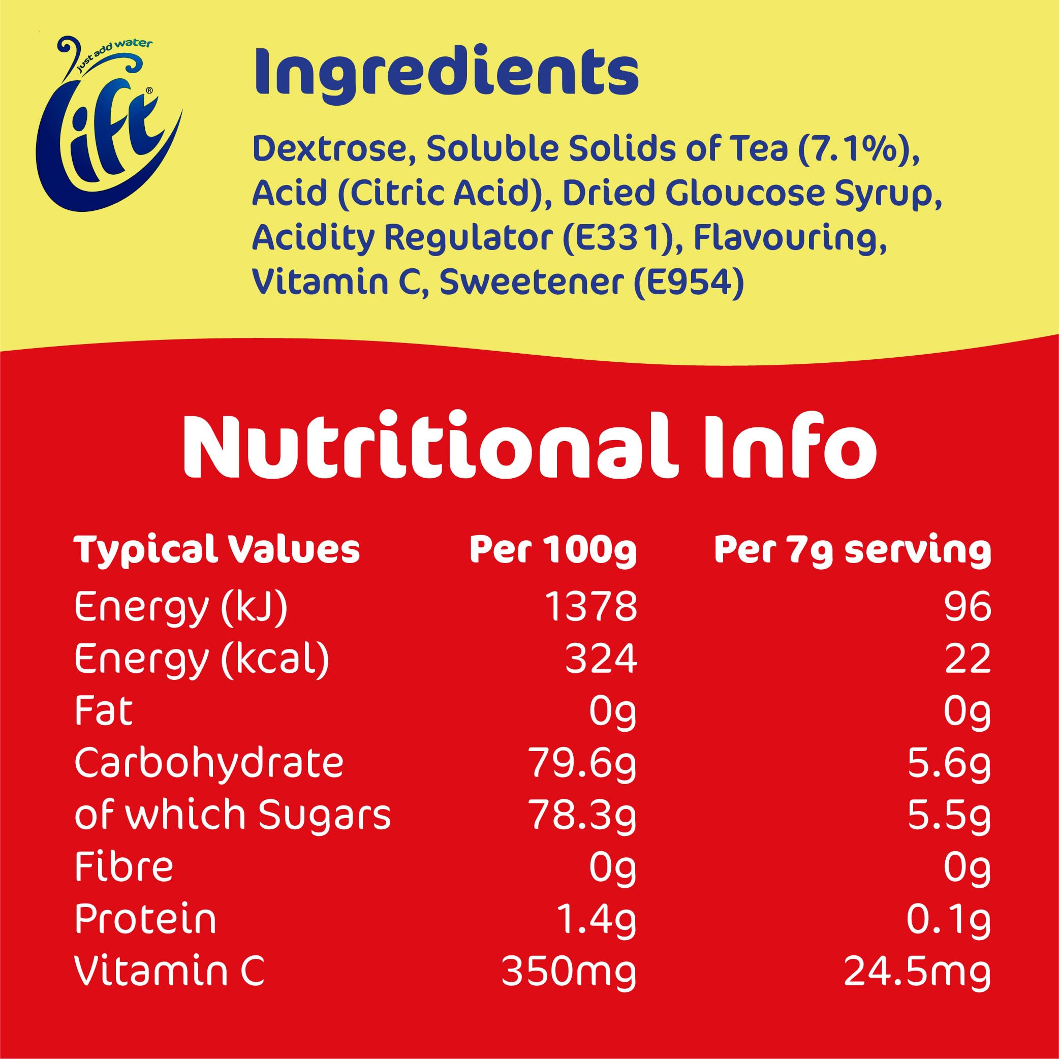 Lift - Instant Lemon Flavoured Tea 6 x 165g Jars 7