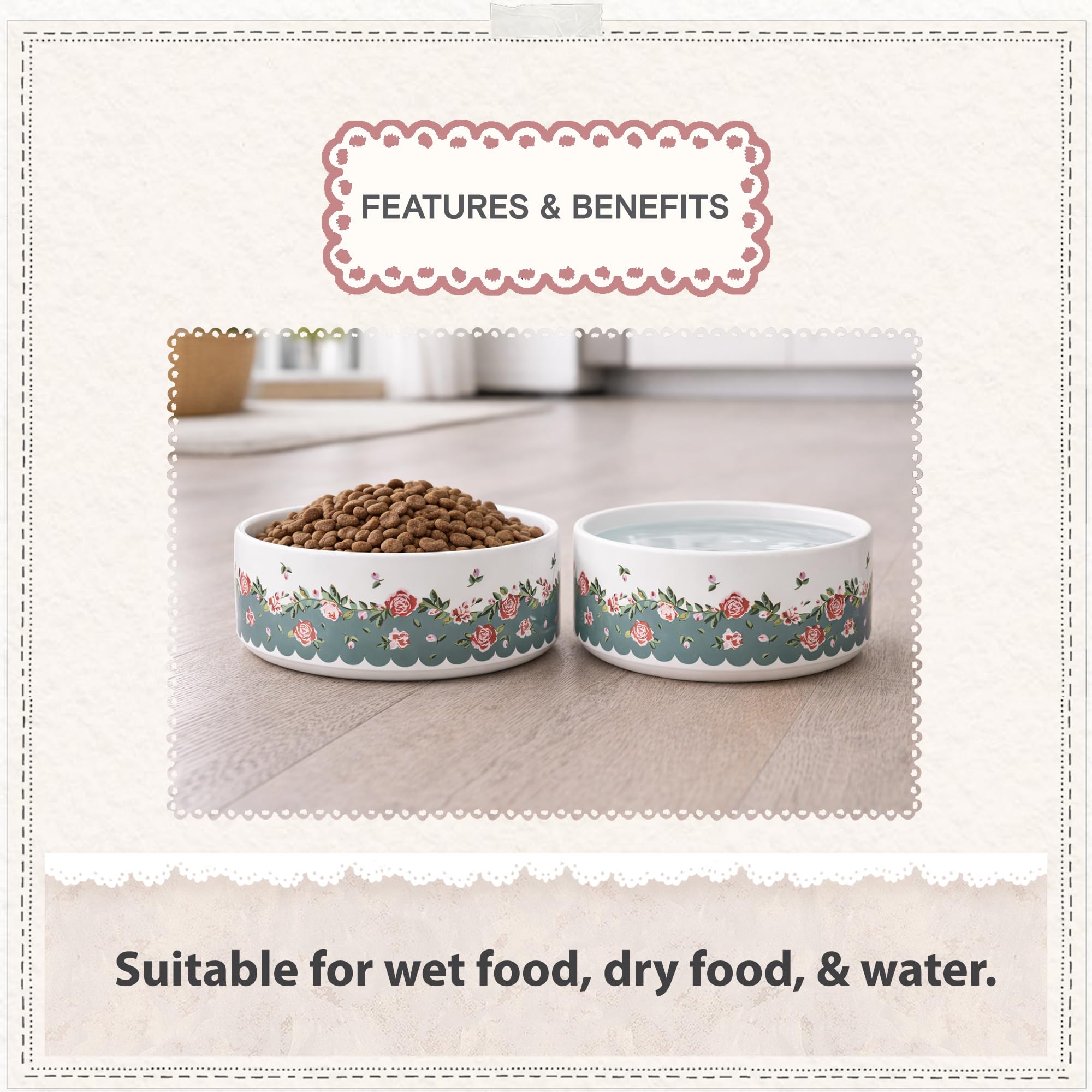 Pet Brands Cath Kidston Ceramic Large Dog Bowl - 1.4L Capacity | Dolly Rose Print 7