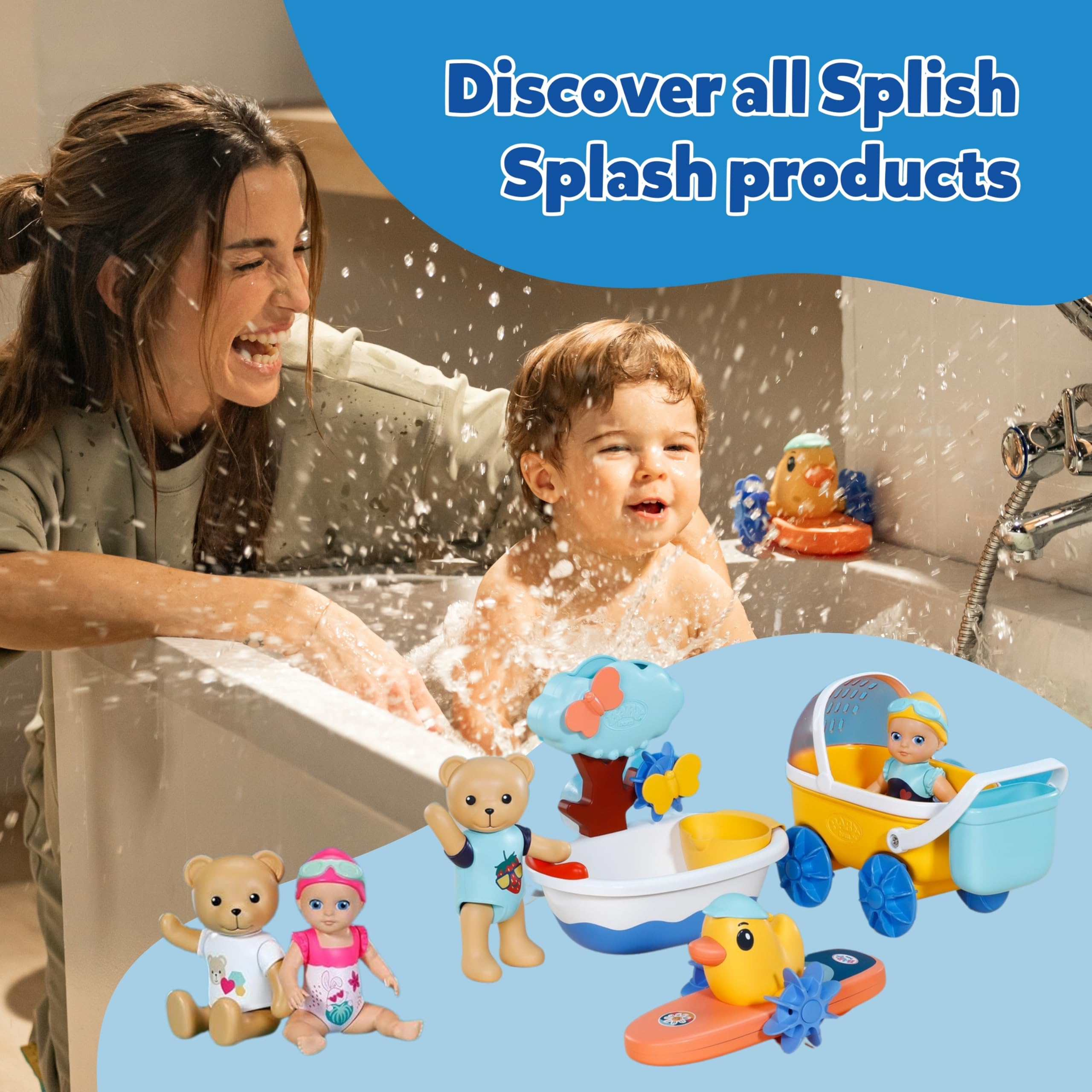 BABY born Splish Splash Tub with Teddy - Interactive Bath Time Playset for Toddlers 18 Months+