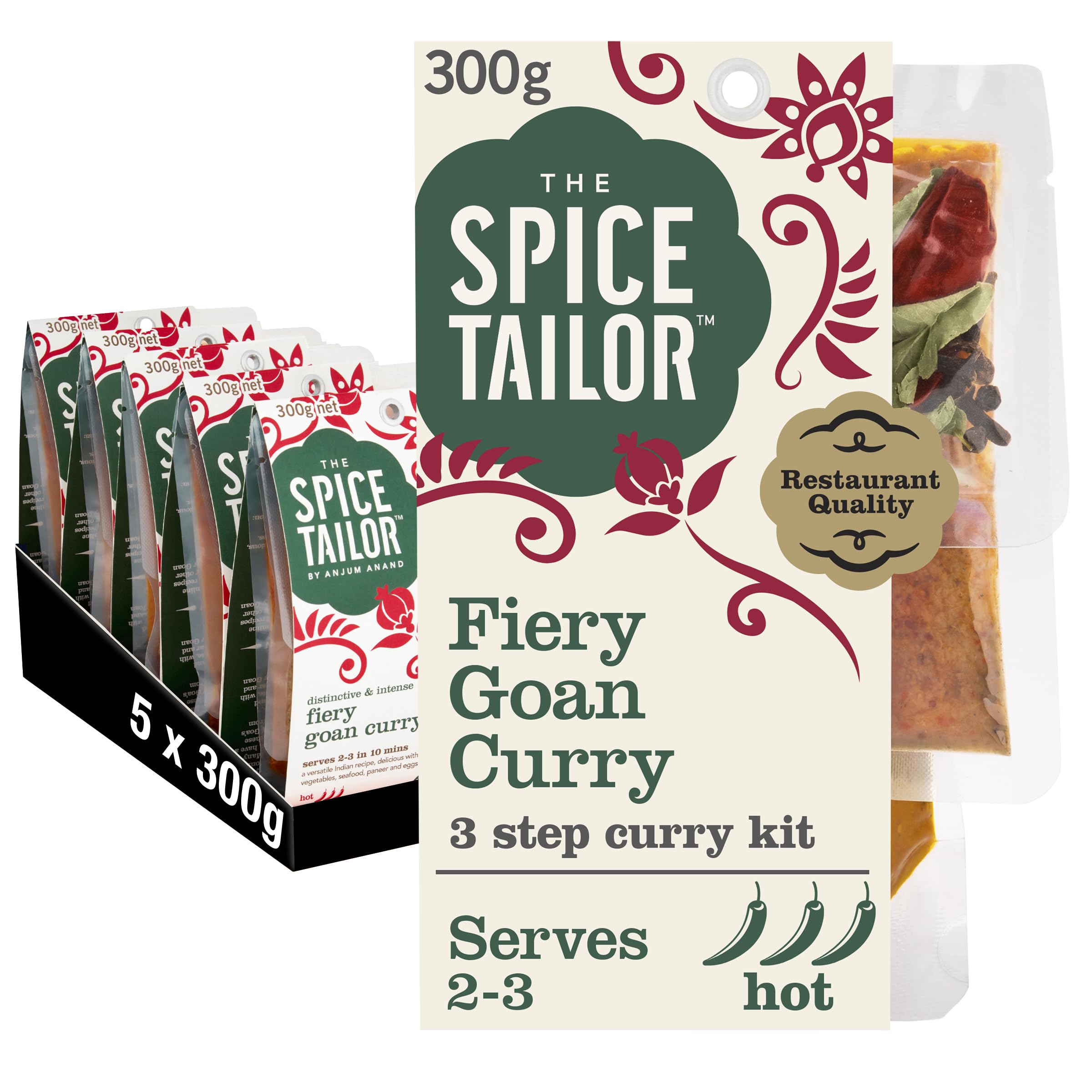 The Spice Tailor - Fiery Goan Curry Indian Curry Sauce Meal Kit, Pack of 5