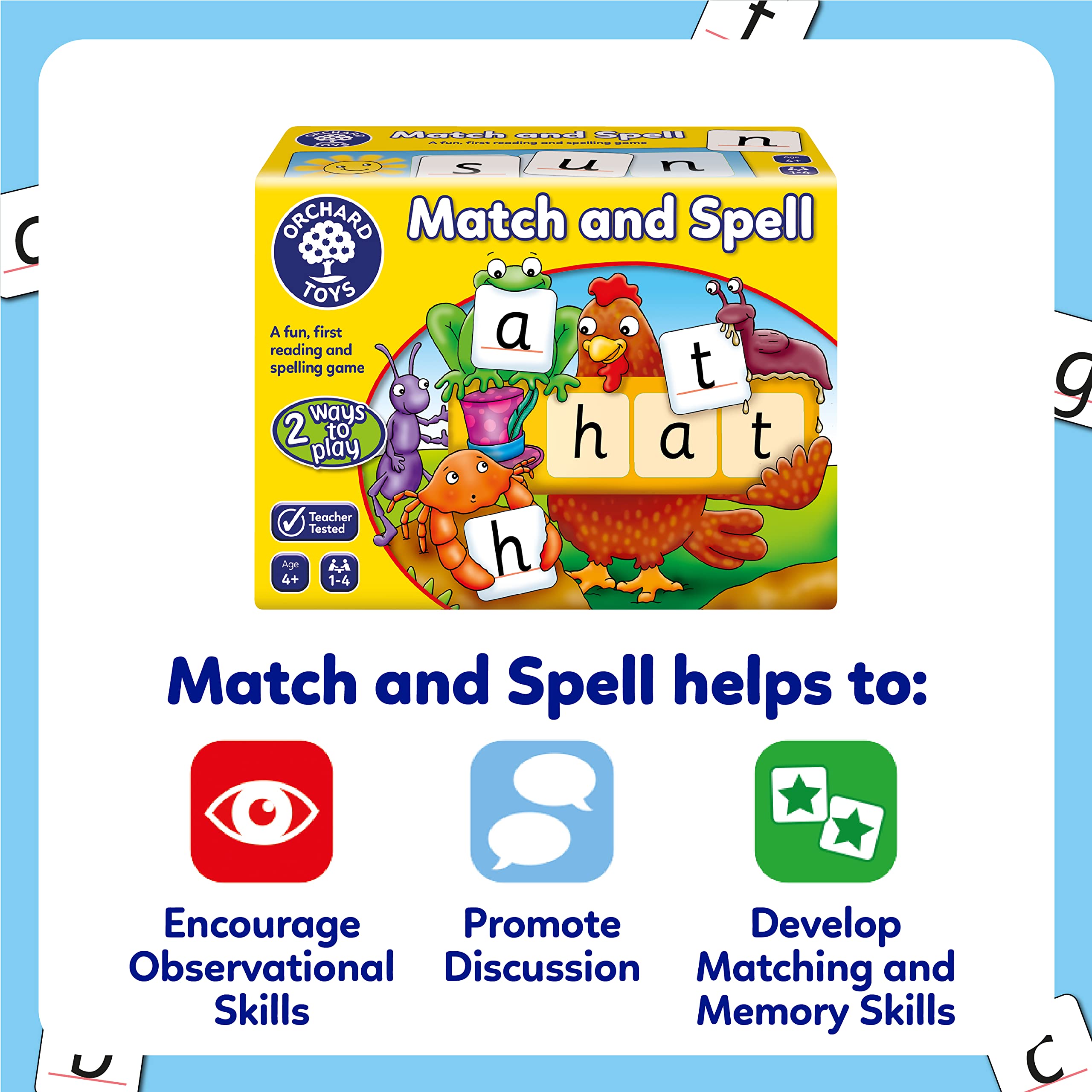 Orchard Toys Match and Spell Game - Educational Spelling Board Game for Ages 4+ 5