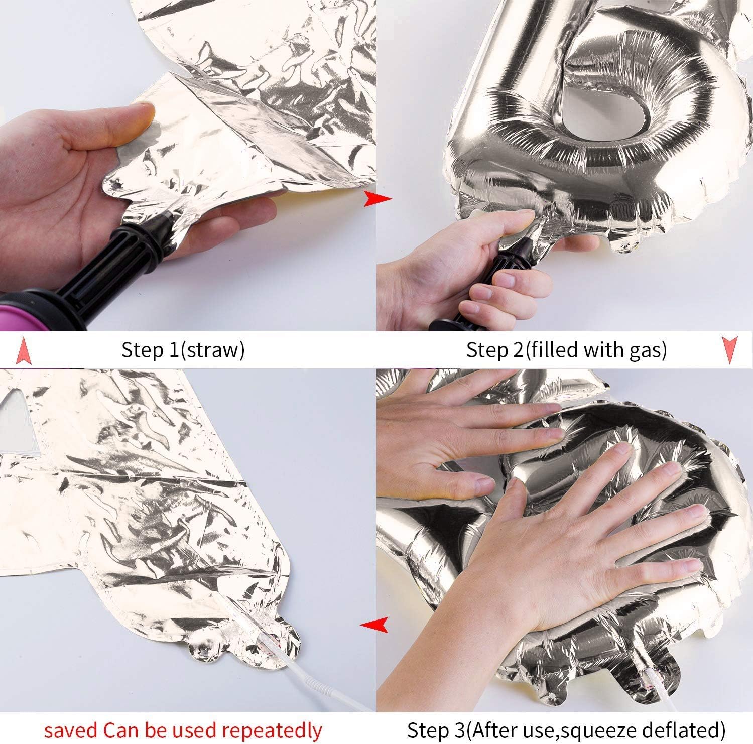 TONIFUL Silver Happy Birthday Balloons Banner, 16 Inch Foil Letter Balloons Party Decoration (15 Pcs) 5