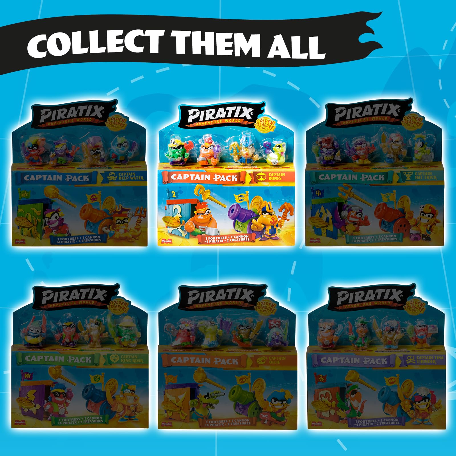 PIRATIX Golden Treasure Series – Captain Bones Captain Pack with 4 Piratix Figures 8