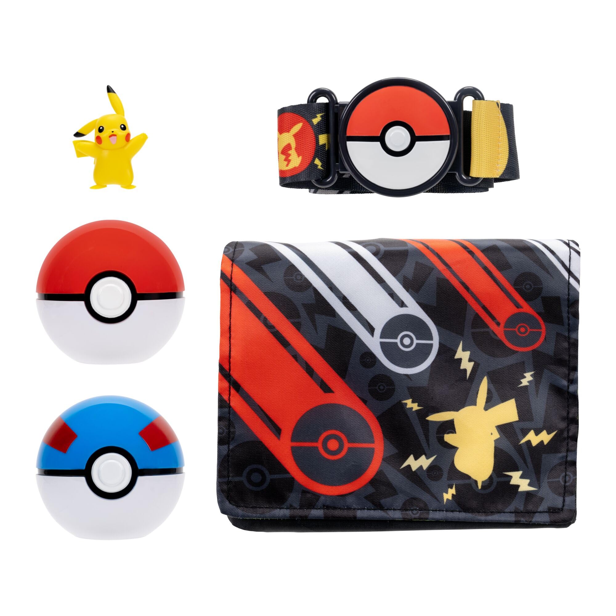 Pokémon Clip ‘N’ Go Pikachu Bandolier Set - Includes 2-Inch Pikachu Figure, Poké Ball & Great Ball, Ages 4+
