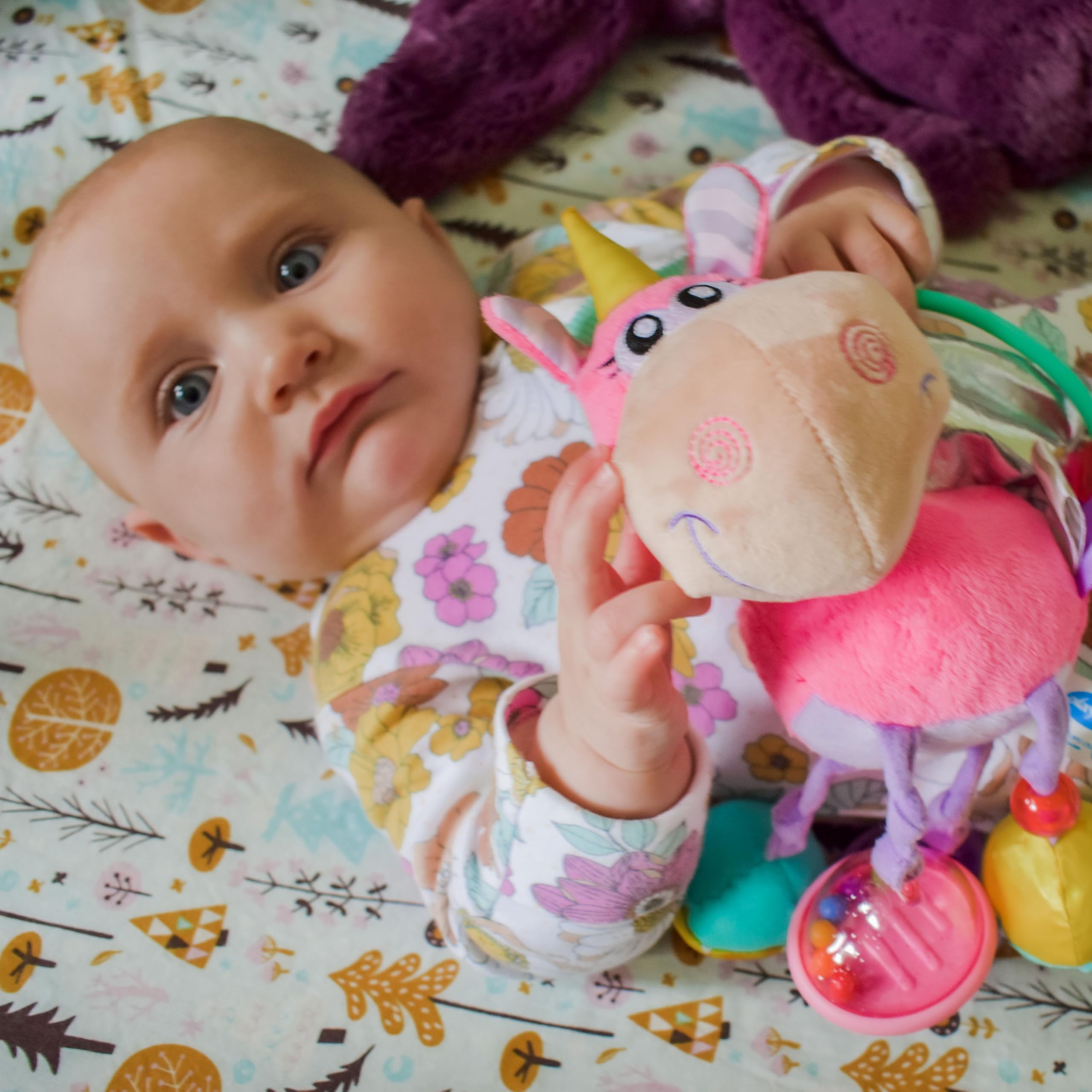 Playgro Unicorn Clip Clop Activity Rattle - Sensory Teether for 3M+ 6
