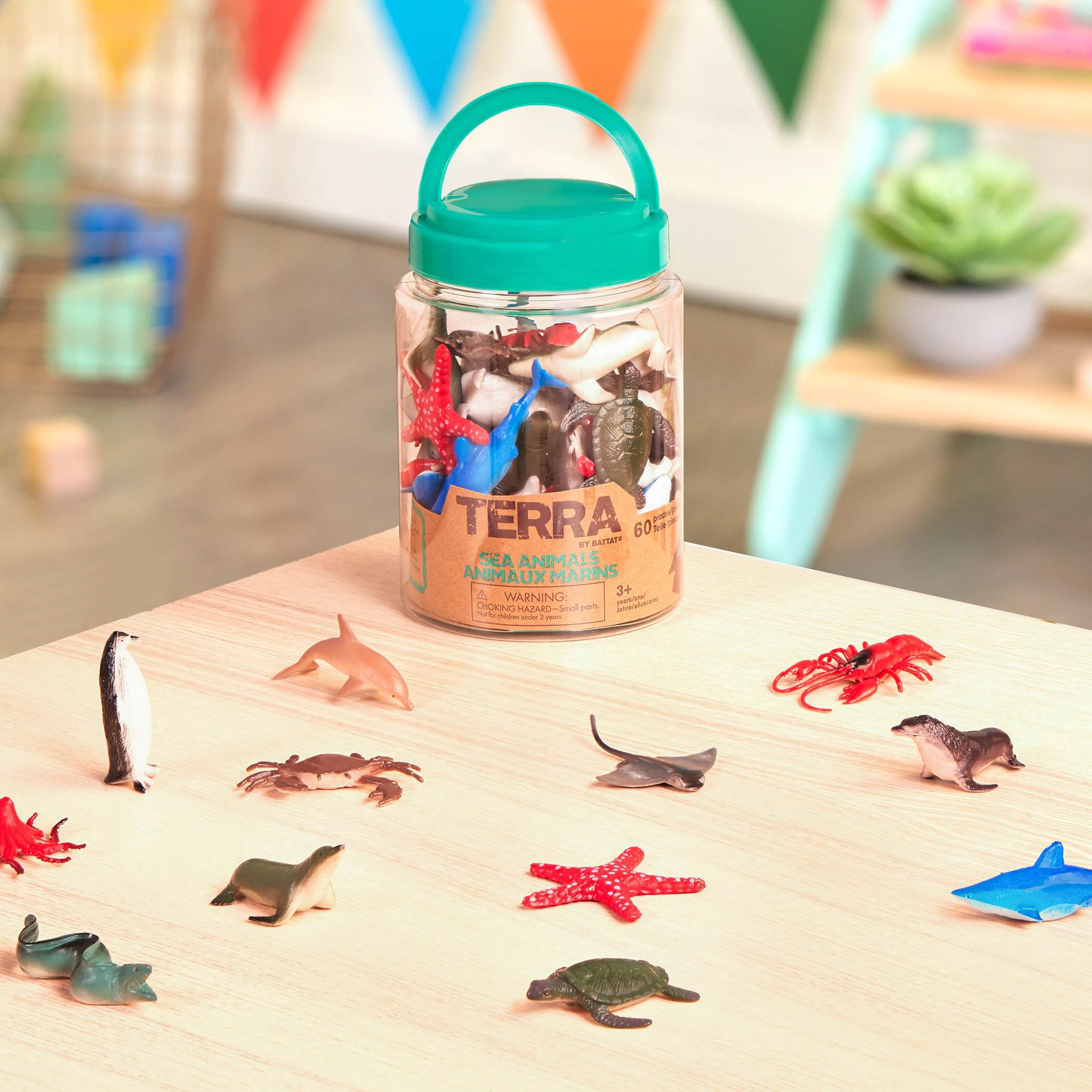 Terra by Battat - 60-Piece Ocean Animal Figurines Set for Kids 3+ 6