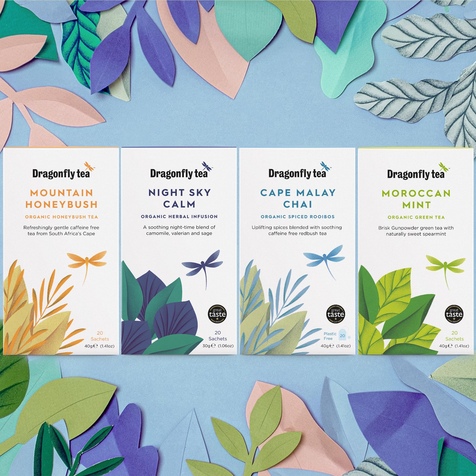 Dragonfly Tea Welcome to Dragonfly Tea Selection Box - Organic Green & Herbal Tea Assortment (80 Teabags) 5