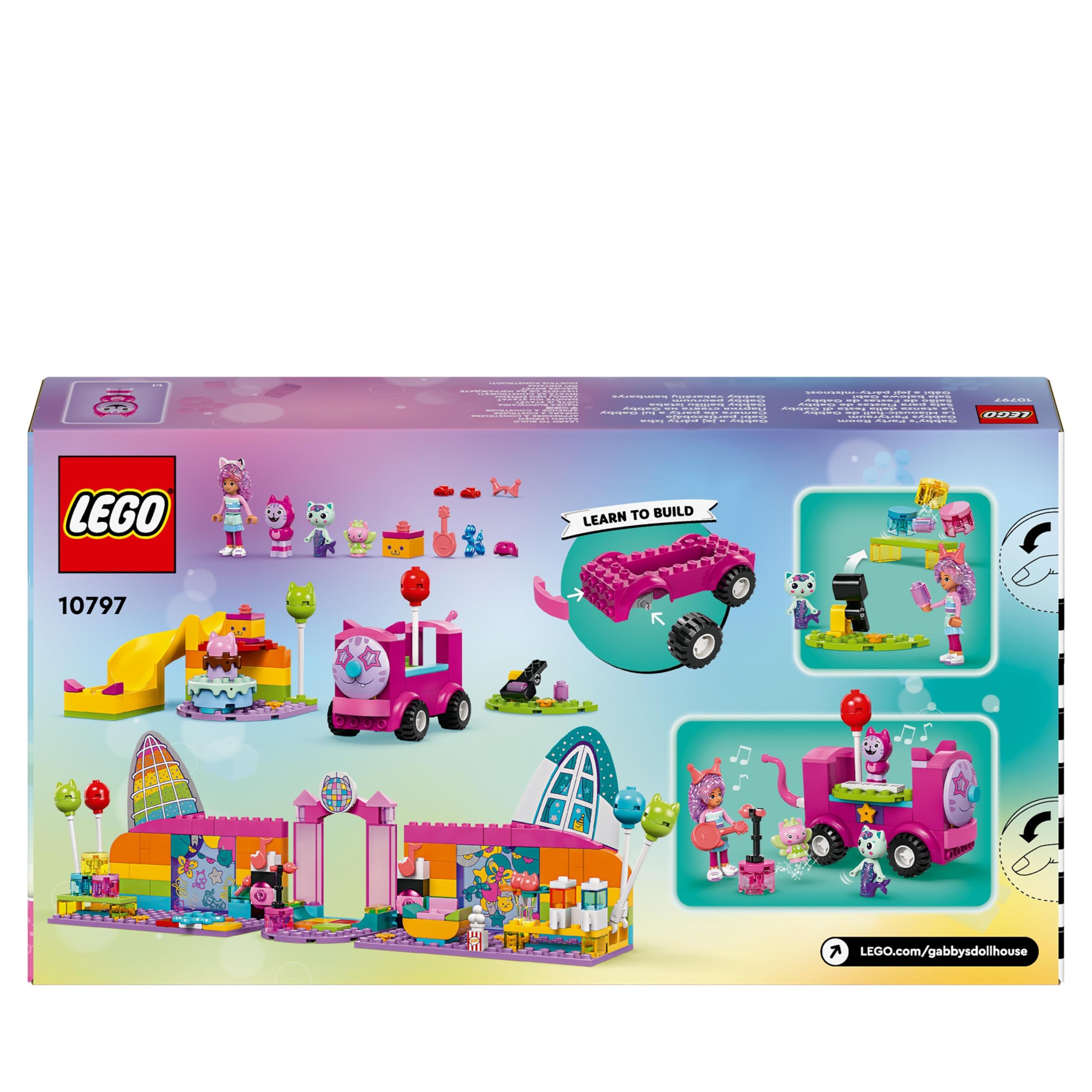 LEGO Gabby’s Party Room Disco Playset - DJ Catnip Party Bus with Minifigures & Games for Kids 4+ 6
