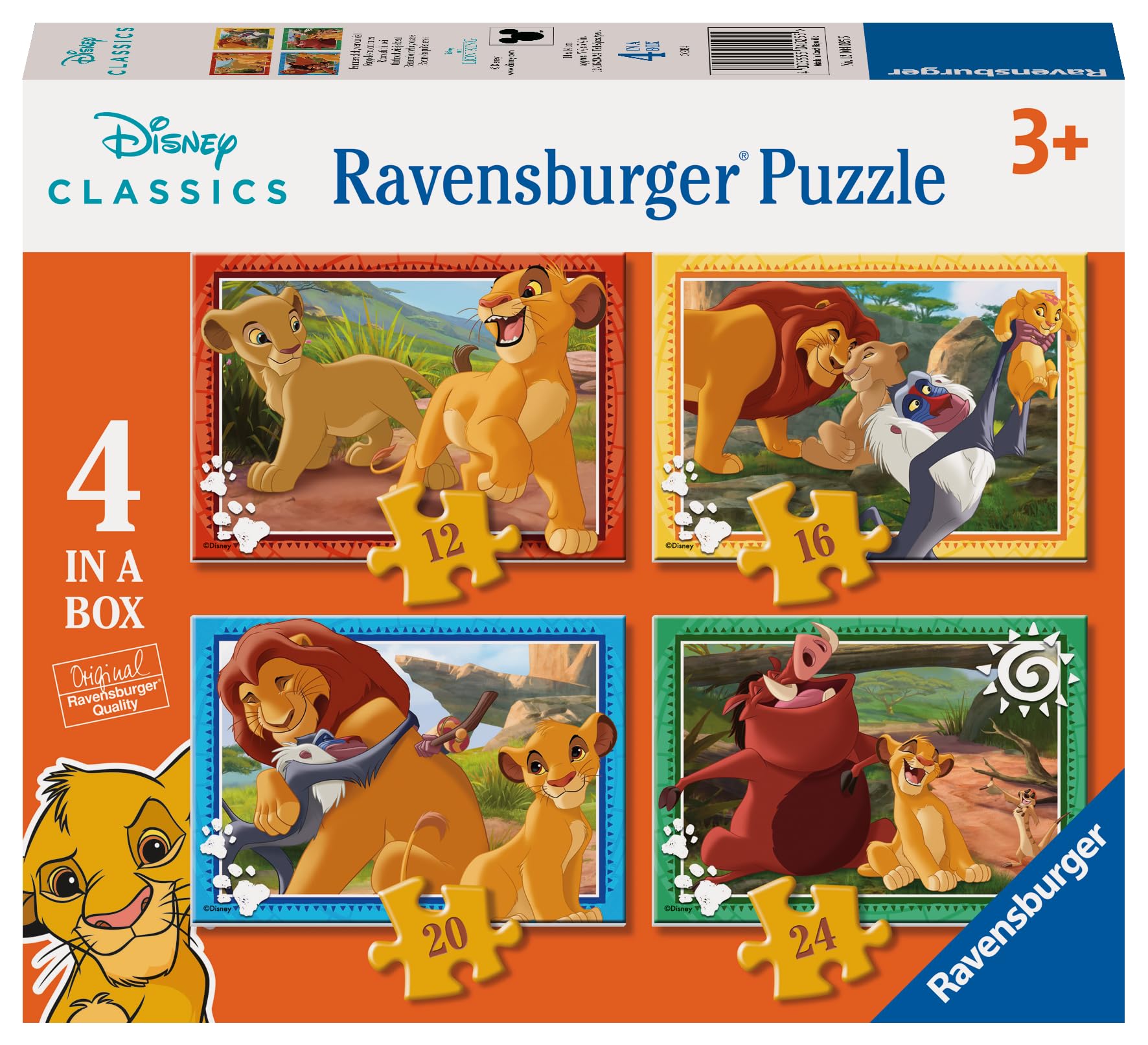 Ravensburger Disney The Lion King 4 in a Box Jigsaw Puzzles for Kids | 4 Puzzles (10, 12, 14, 16 Pieces)