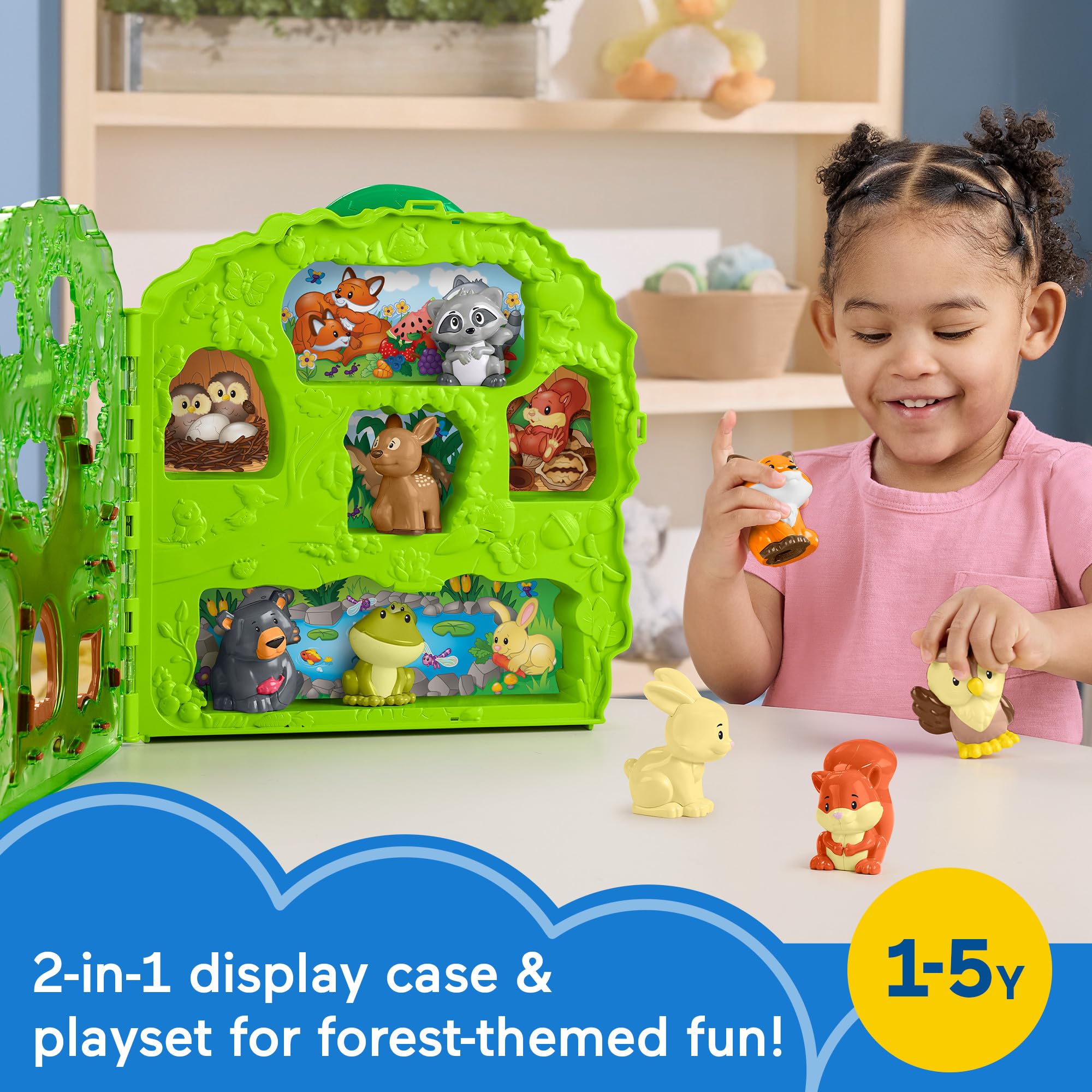 Fisher-Price Little People Forest Friends Carry Case Playset - 8-Piece Animal Figures with Tree Storage for Toddlers 1-5 Years 5