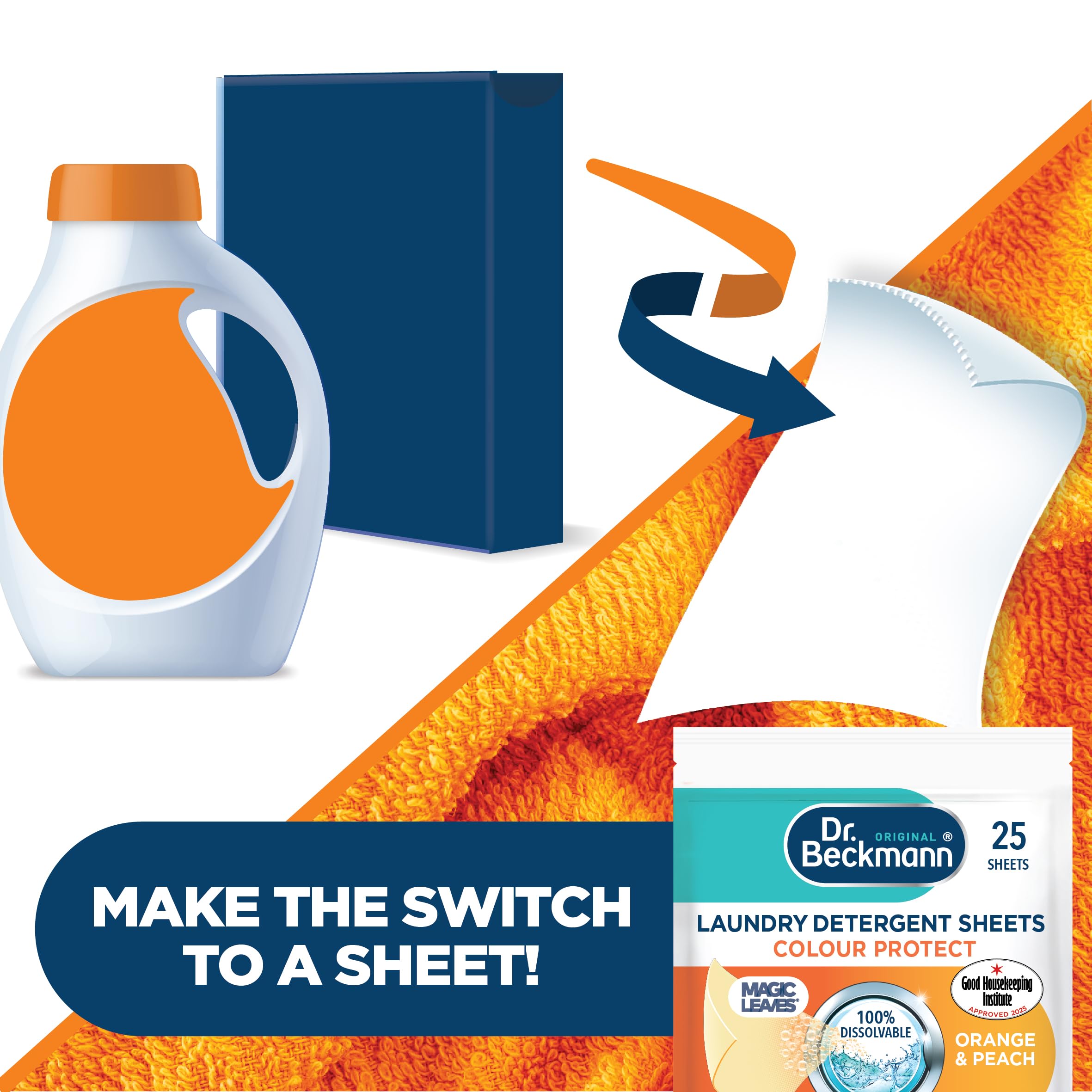 Dr. Beckmann Waschmittelblätter - Farbschutz, Orangen- und Pfirsichduft, 115 g (30 Blätter) 4