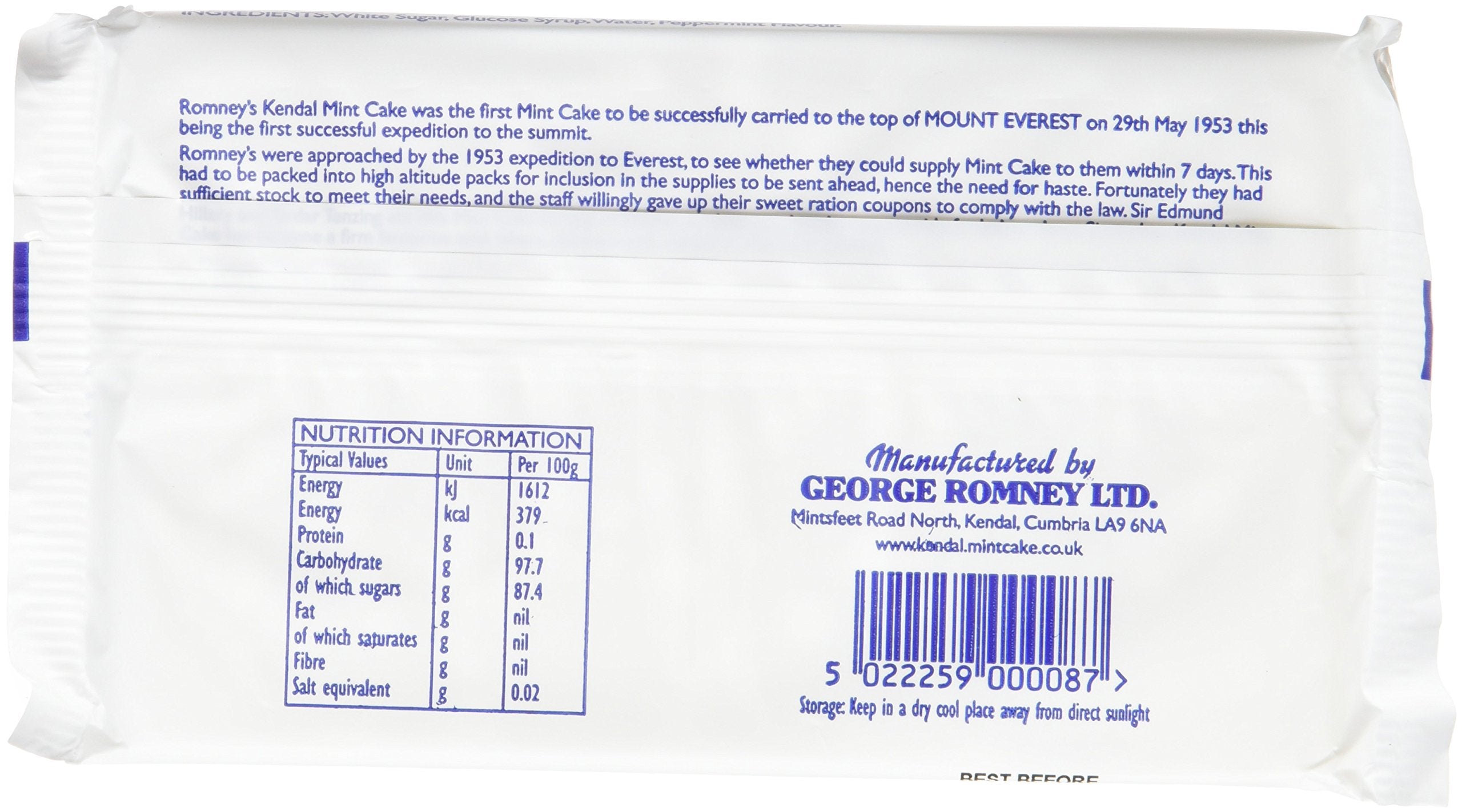 Romney's Kendal Mint Cake - 170 g Energy Mint Bar