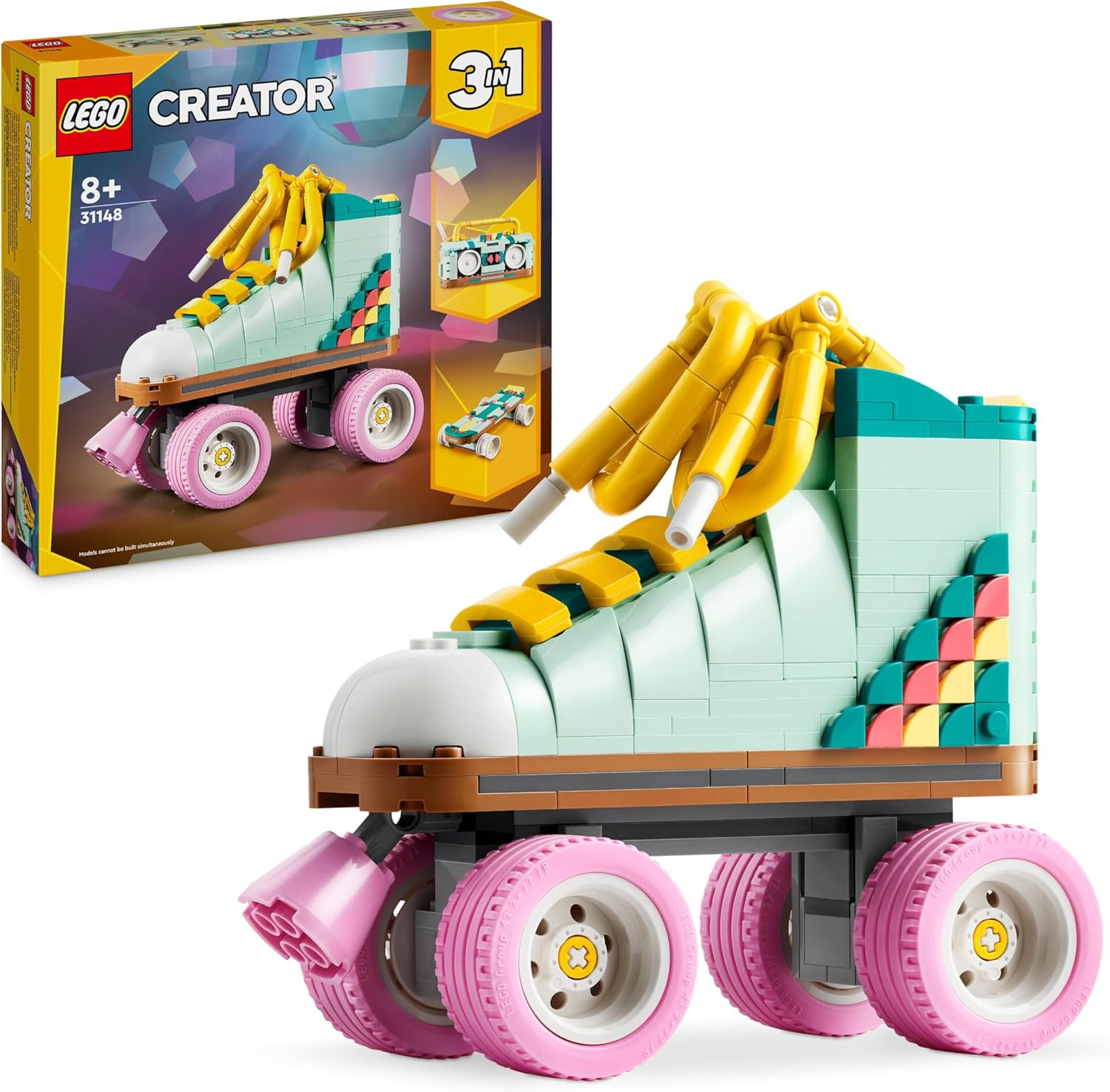 LEGO Creator 3in1 Retro Roller Skate to Mini Skateboard to Boom Box Radio Building Set for Kids 8+
