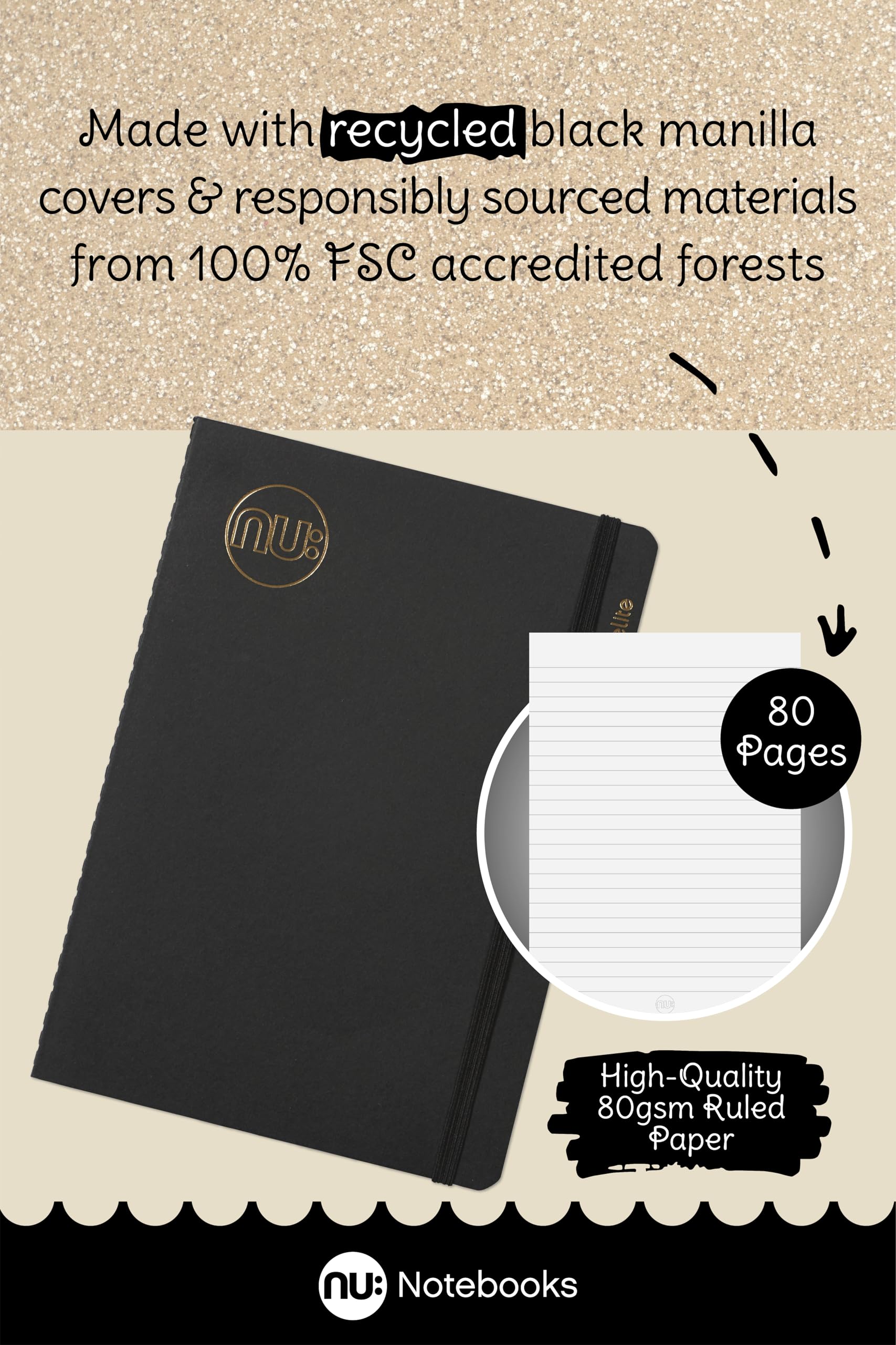 nu: Kraft Range A5 Notebook 3-Pack - 120 Pages 80gsm Cream Paper | Recycled Cover 2