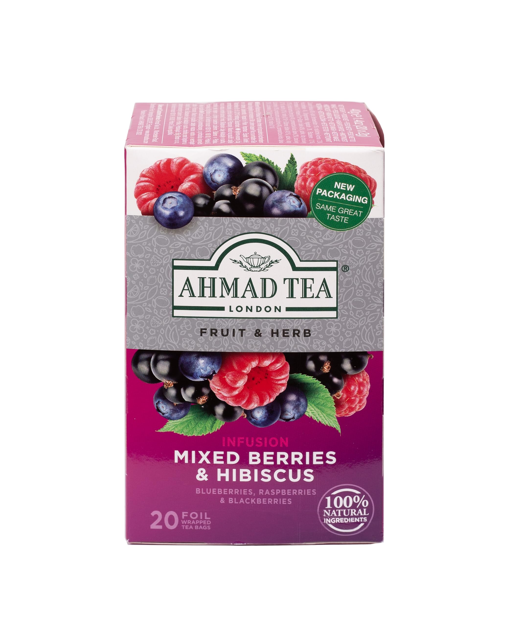 Ahmad Tea Mixed Berries & Hibiscus Fruit & Herbal Infusion - Caffeine-Free | 20 Teabags