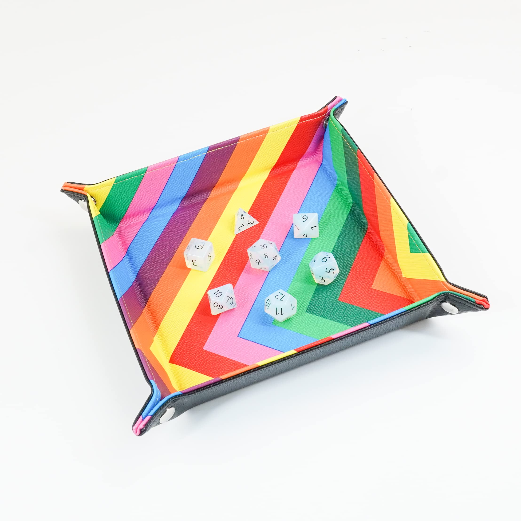 Metallic Dice Games FanRoll Fold Up Dice Tray with PU Leather Backing - Metallic 7